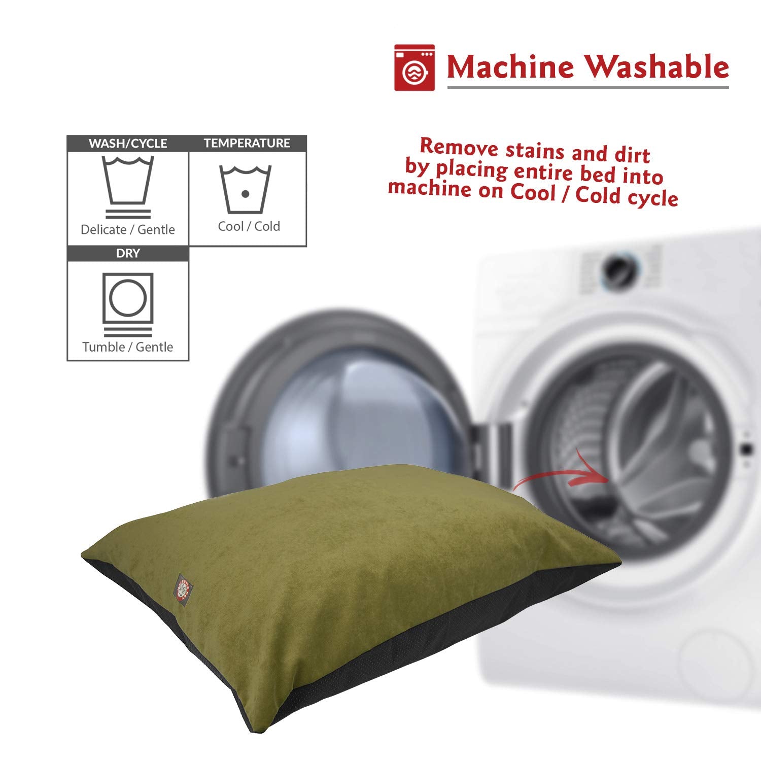 Majestic Pet Rectangle Medium Dog Bed - Washable Non Slip Comfy Crate Kennel Bed - Super Value Pillow - Medium Breed 35 X 28 Inch - Villa Fern