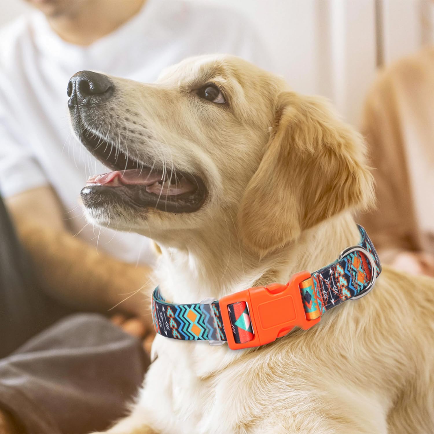 Dog Collar For Large Dogs With African Tribal Aztec Mexican Native Southwestern Boho Pattern, Adjustable Pet Collars For Xs Smal