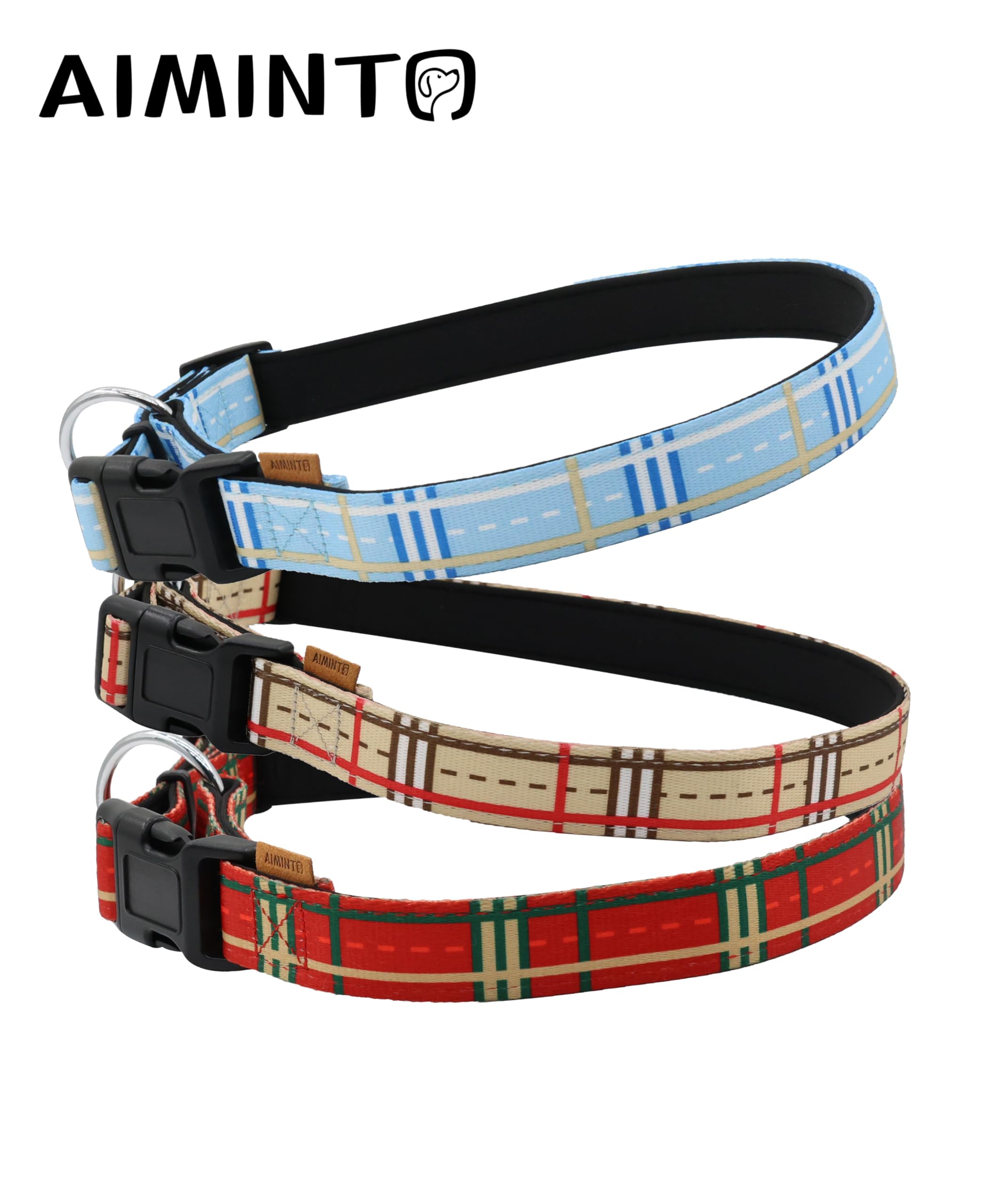 Aiminto Dog Collar, Cute Stripe Pattern, Neoprene Padded And Adjustable Collar With Quick Release Buckle, Reinforced Structure (
