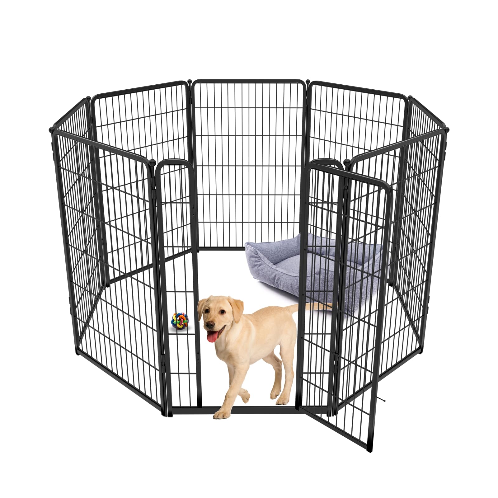 Fxw Homeplus Indoor Dog Playpen - Stress-Free And Safe Play, 45 Inch 8 Panels For Large Dogs, Black│Patented