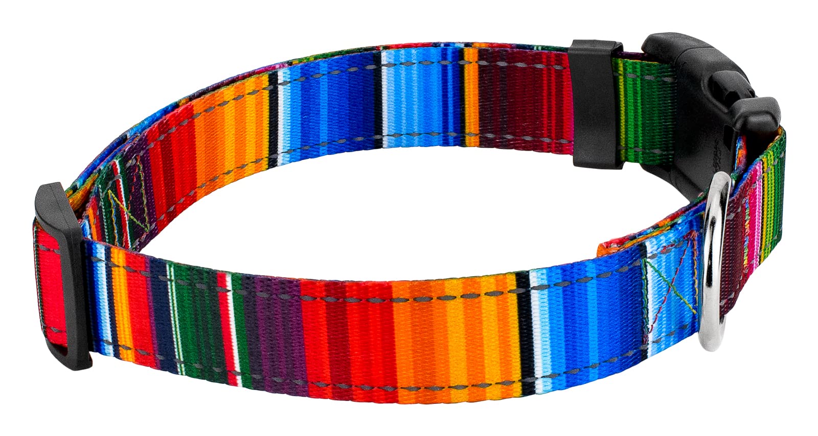 Country Brook Petz - Deluxe Serape Reflective Dog Collar Featuring Night Safe Designs (1 Inch, Extra Large)