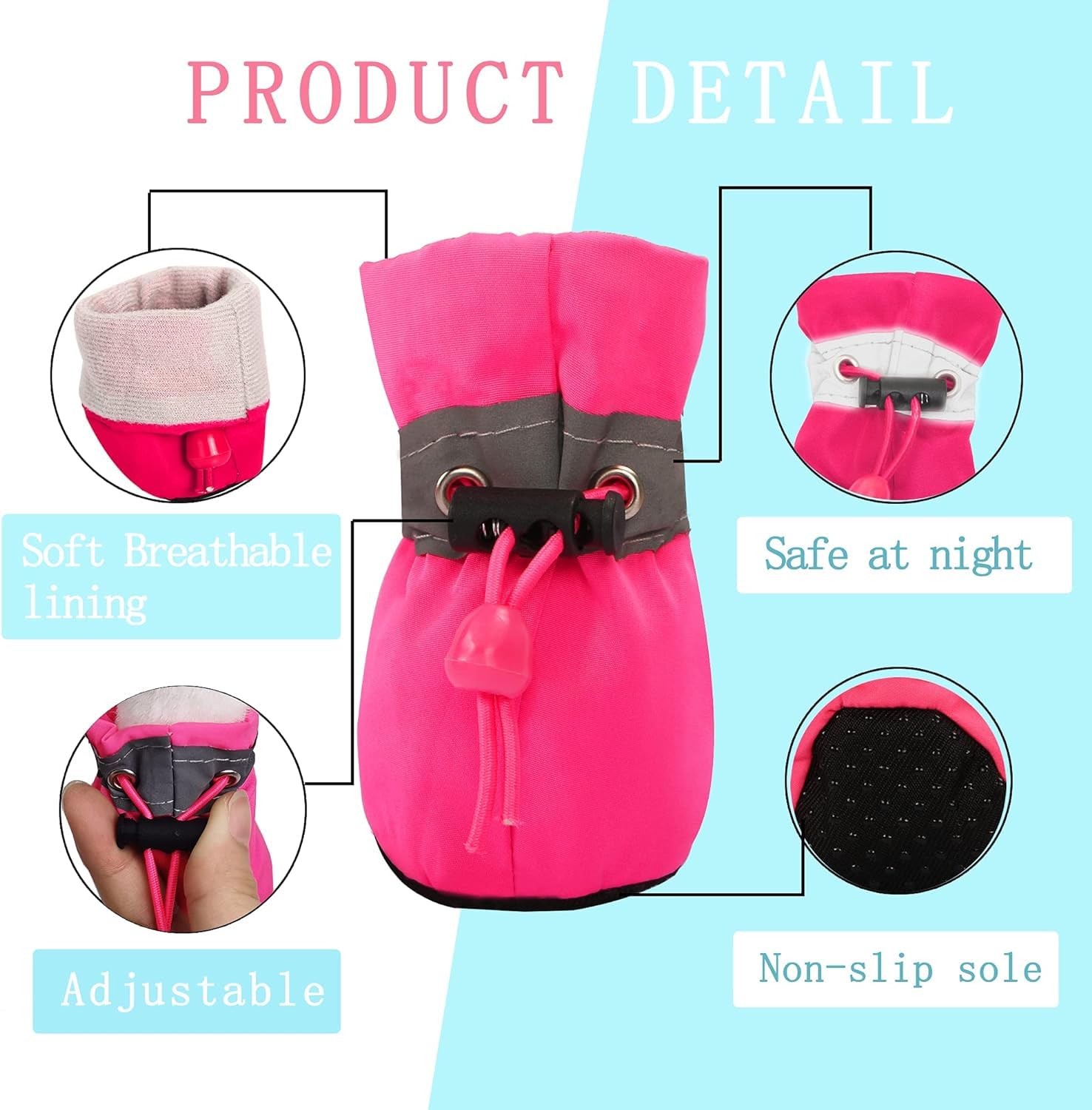 Yaodhaod Dog Shoes For Hot Pavement, Anti-Slip Sole Dog Boots & Paw Protector For Summer, Reflective Straps Dog Booties For Smal