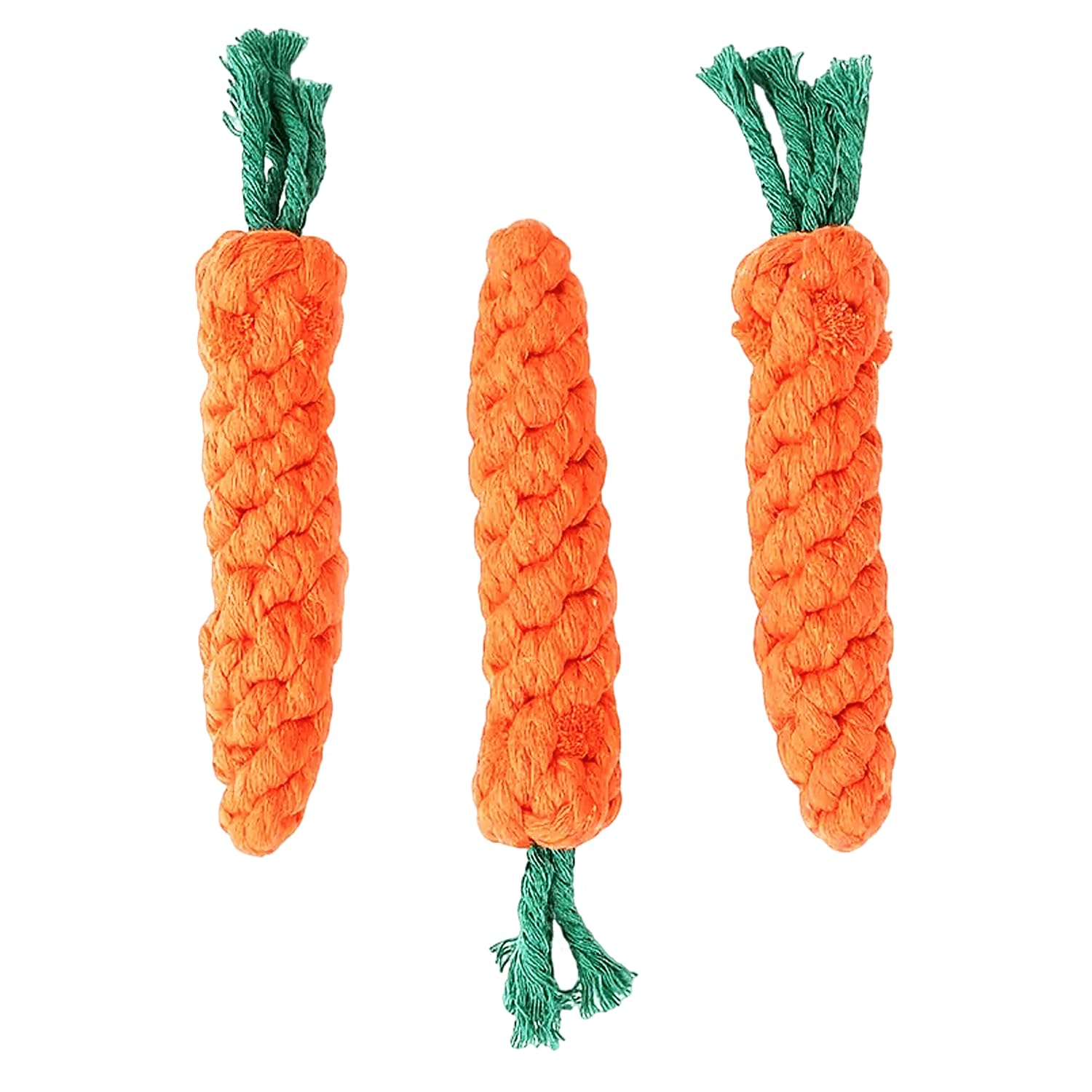 Zulono Rope Toys For Dogs, Carrot Shape, Medium To Extra Large Breeds, Durable Cotton, Indoor And Outdoor, MultiColor  3 Pcs