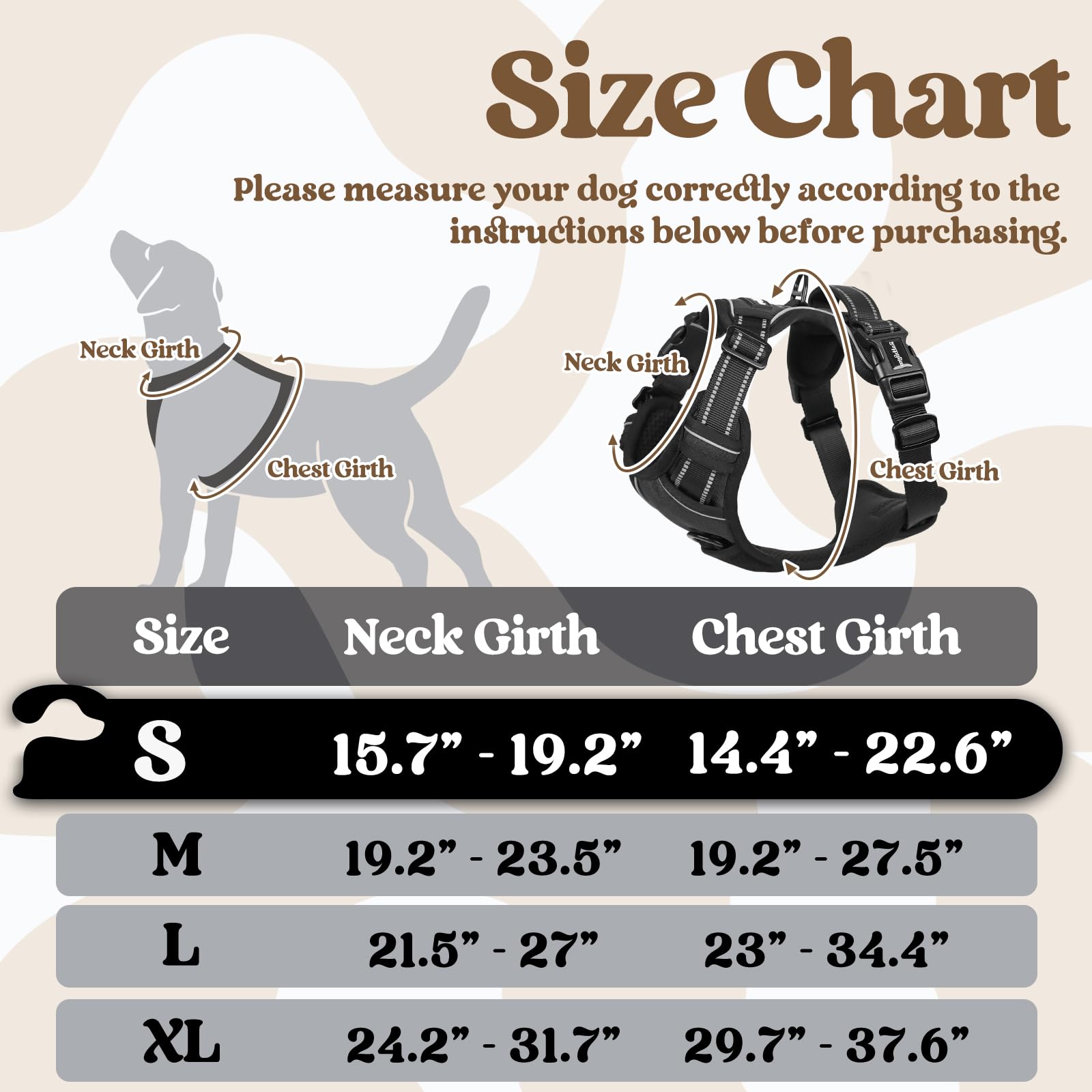 Rabbitgoo Dog Harness Small Sized, No Pull Pet Harness With 3 Buckles, Adjustable Soft Padded Pooch Vest With Instant Control Handle, Easy Walking Reflective Pet Vest For Small Dogs, Black, S