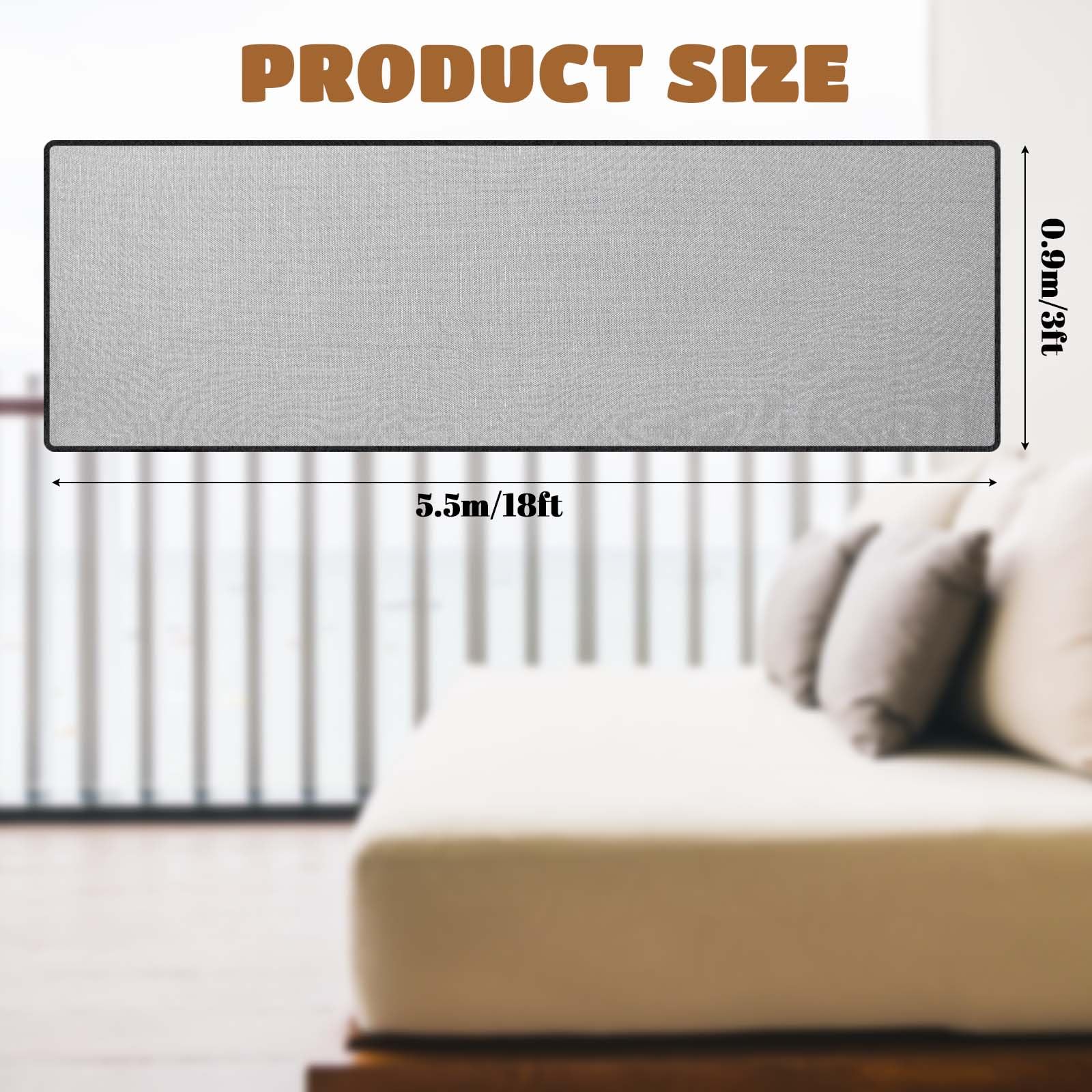 Hosuly Banister Guard 18 x 3 ft Balcony Netting for Kids Pets Stairway Safety Net Baby Fence Door Balcony Netting Safety Mesh St