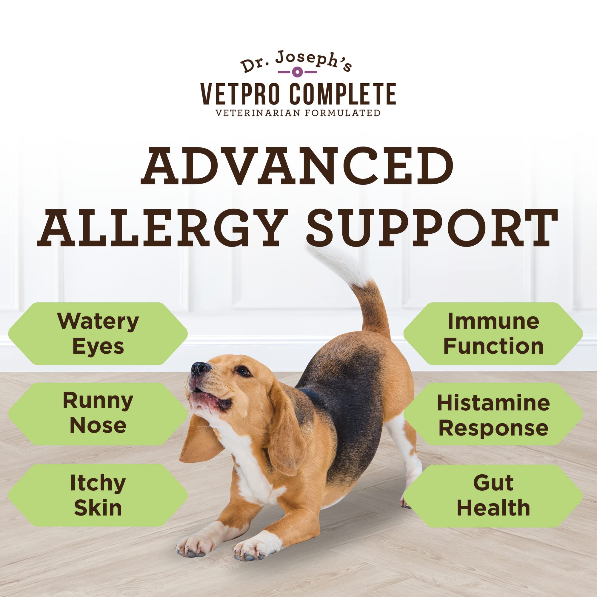 VetPro Advanced Allergy Support for Dogs - 120 Count - Helps Seasonal Allergies, Itchy Skin, Immunity with Salmon Oil & Probiotics