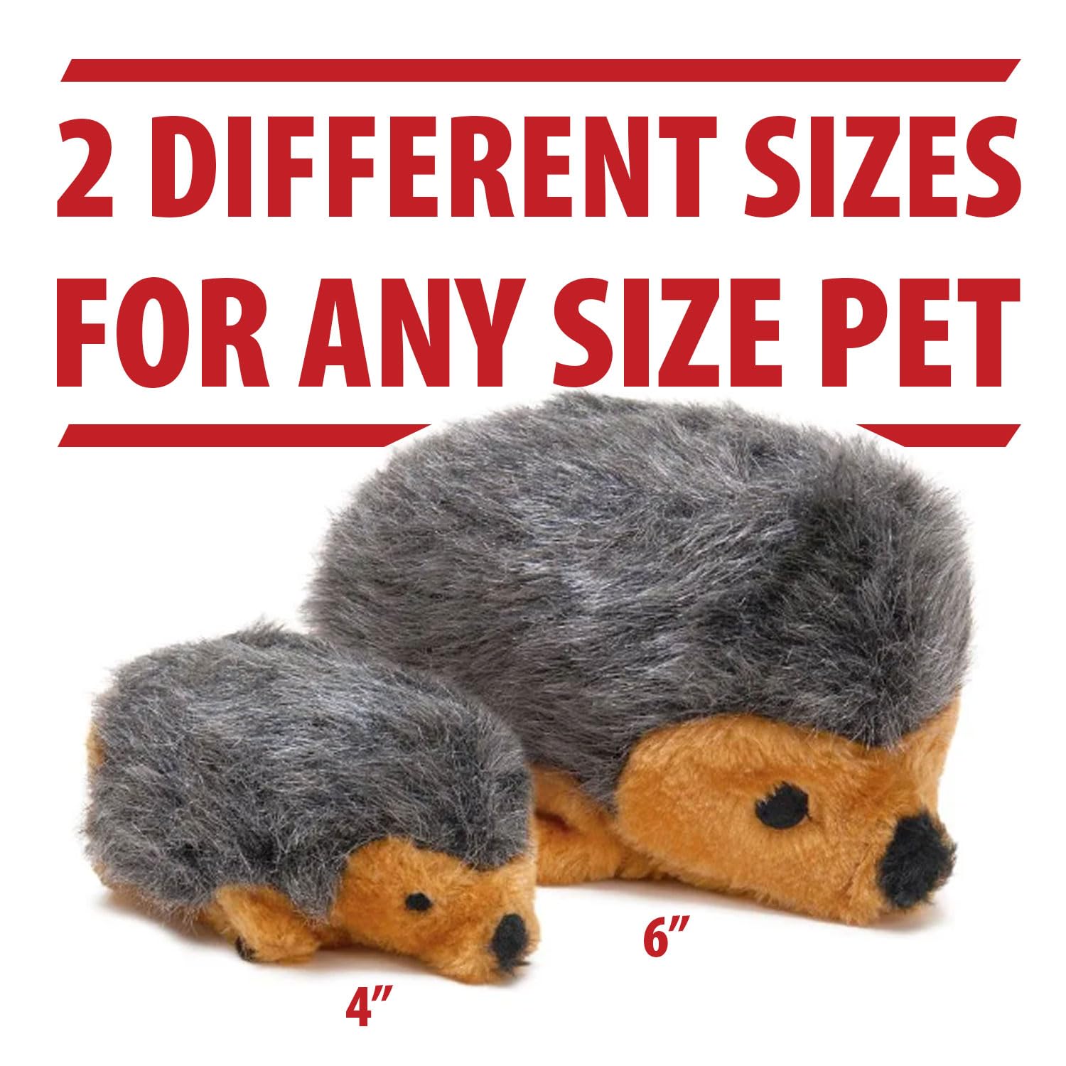Jeffers Pet Plush Dog Toy With Squeaker, Hedgehog 4 - Soft Crinkle Fabric, Safe & Durable, Healthy Fun For Small & Medium Dogs