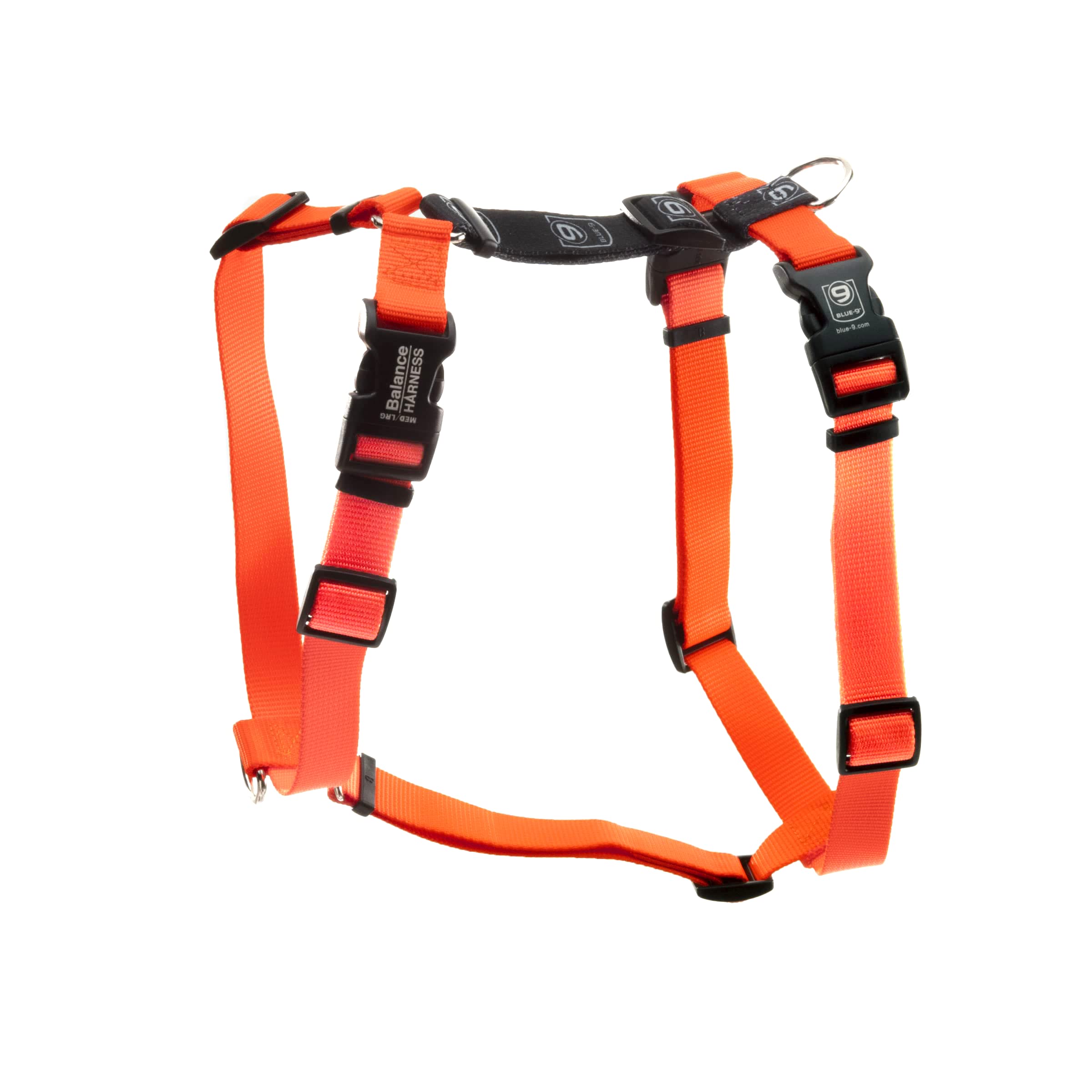 Blue-9 Buckle-Neck Balance Harness, Fully Customizable Fit No-Pull Harness, Ideal For Dog Training And Obedience, Made In The Usa, Orange, Large