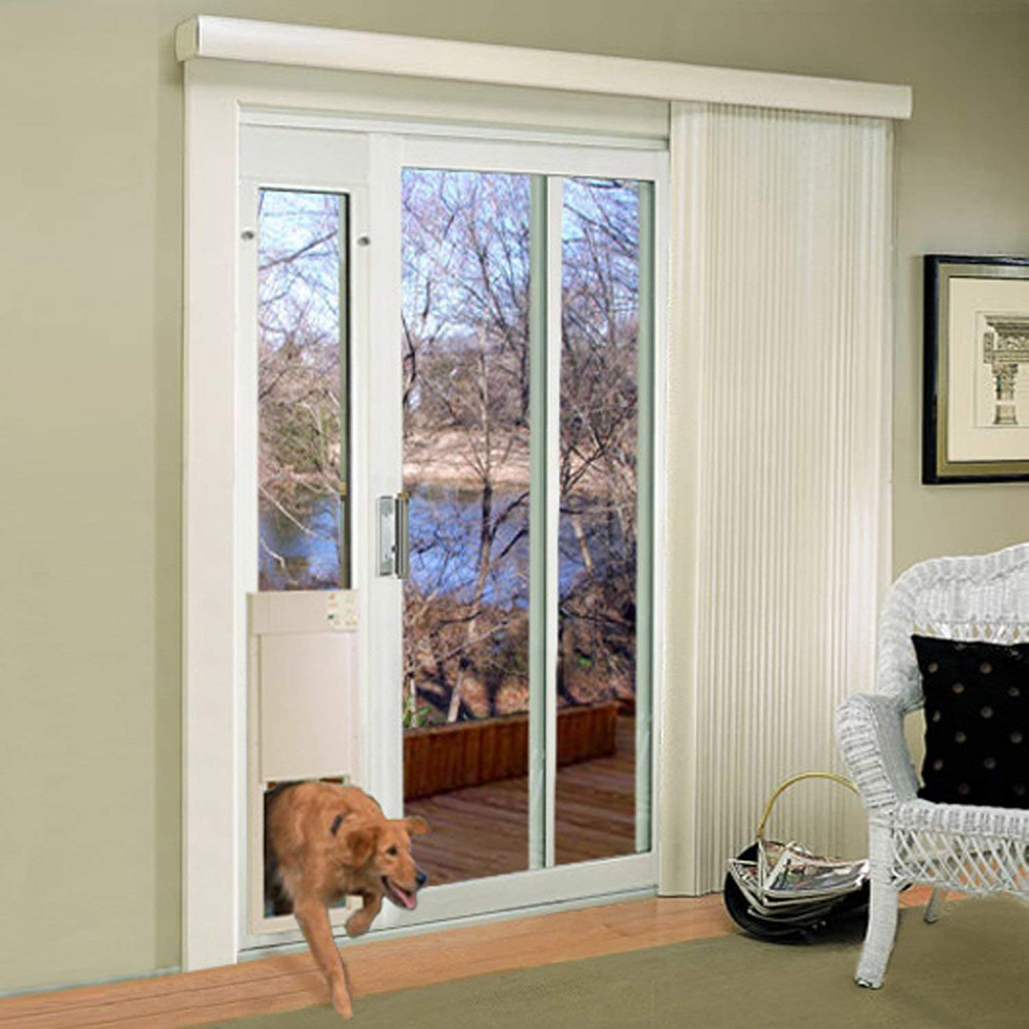 High Tech Pet Electronic Dog Door - Fully Automatic e-Glass - Large (up to 100 lbs) - White - Fits 75 - 80-1/4 Patio Doors