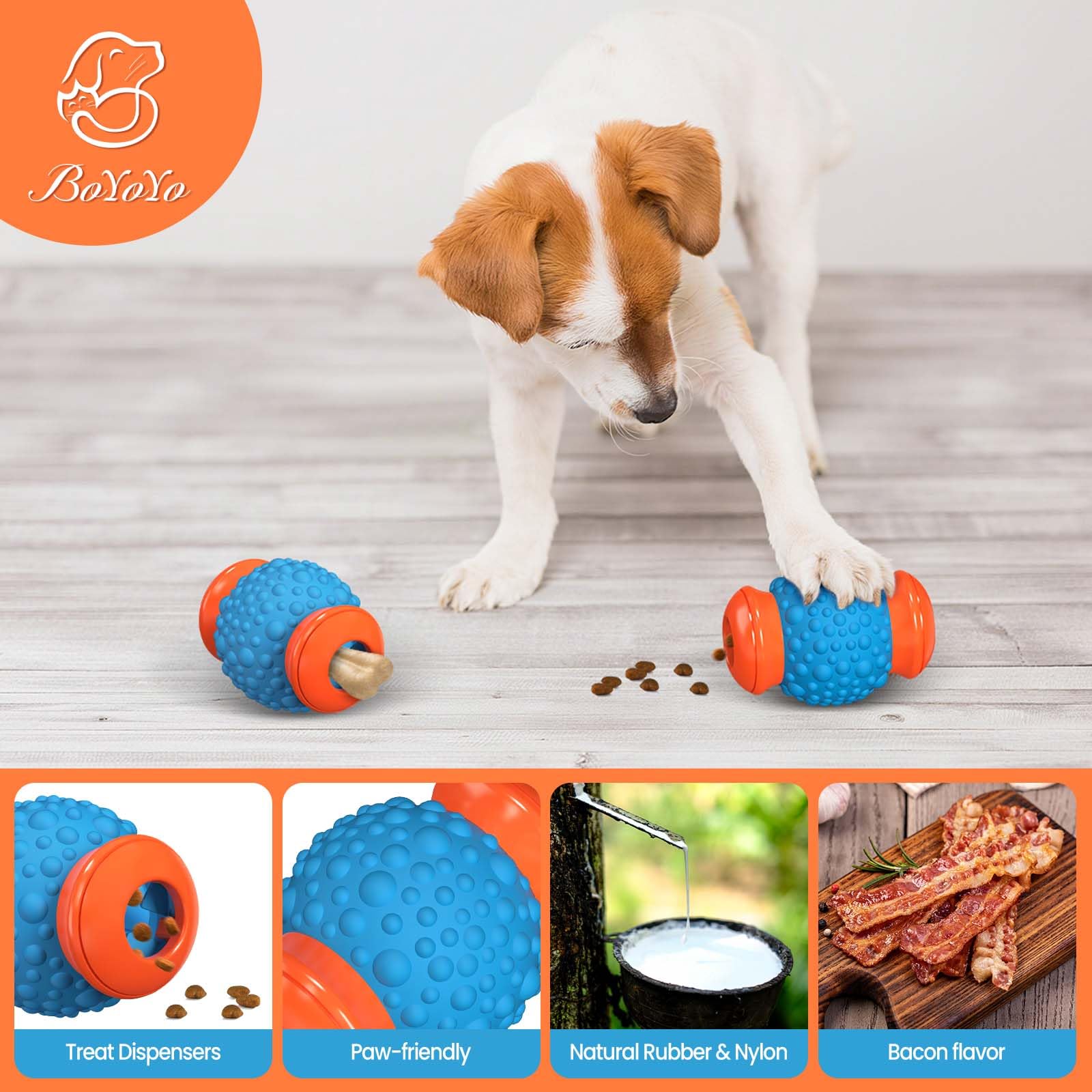 BoYoYo Interactive Dog Toys Treat Dispenser - Slow Puzzle Feeder for Large Dogs, Mental Stimulation for Anxiety Relief & Boredom