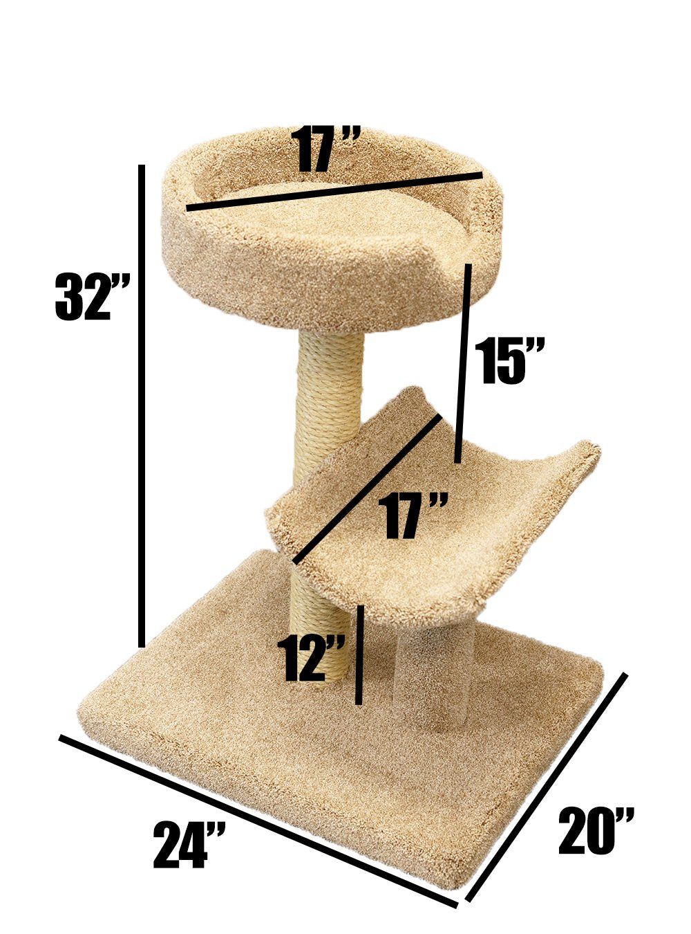 Prestige Cat Trees Brown Kitty Condo, Large - Wood Construction, Model 130002-Brown
