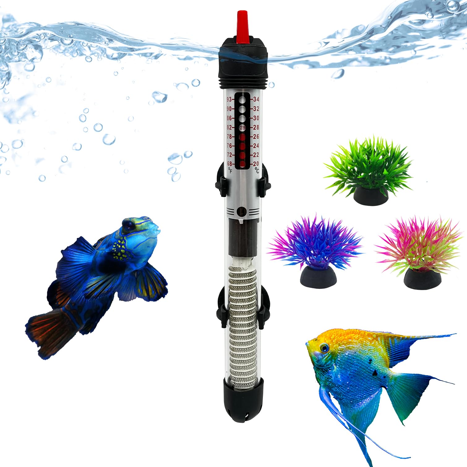 Bnzaq Fish Tank Aquarium Heater - Adjustable Temperature Submersible Thermostat Heater,25W/50W/100W/150W/200W/300W