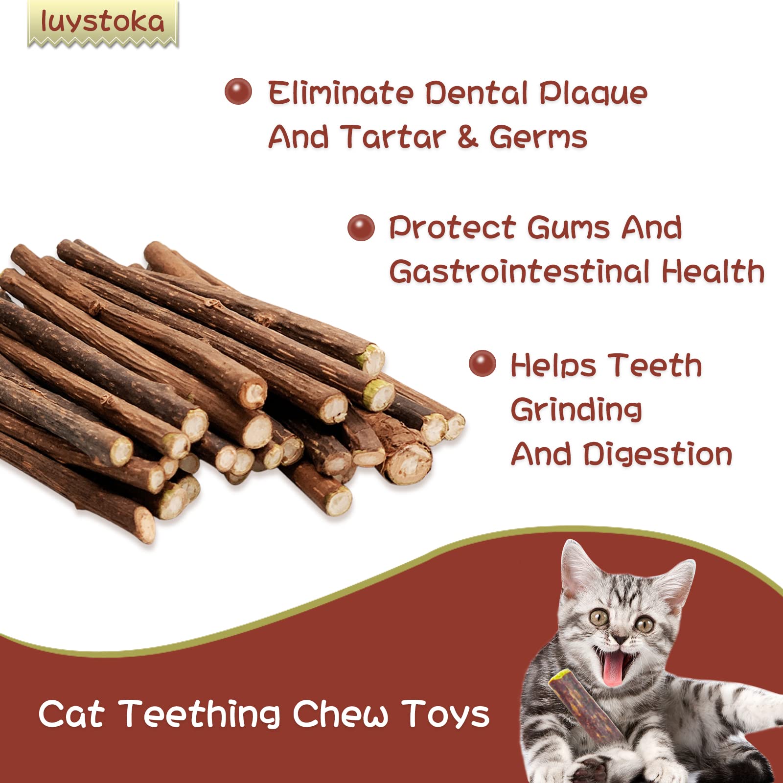 Silvervine Sticks For Cats, 30Pcs Kitten Toys Catnip Toys Matatabi Silvervine Sticks Kitty Chew Toys Wooden Stick Kitten Teethin