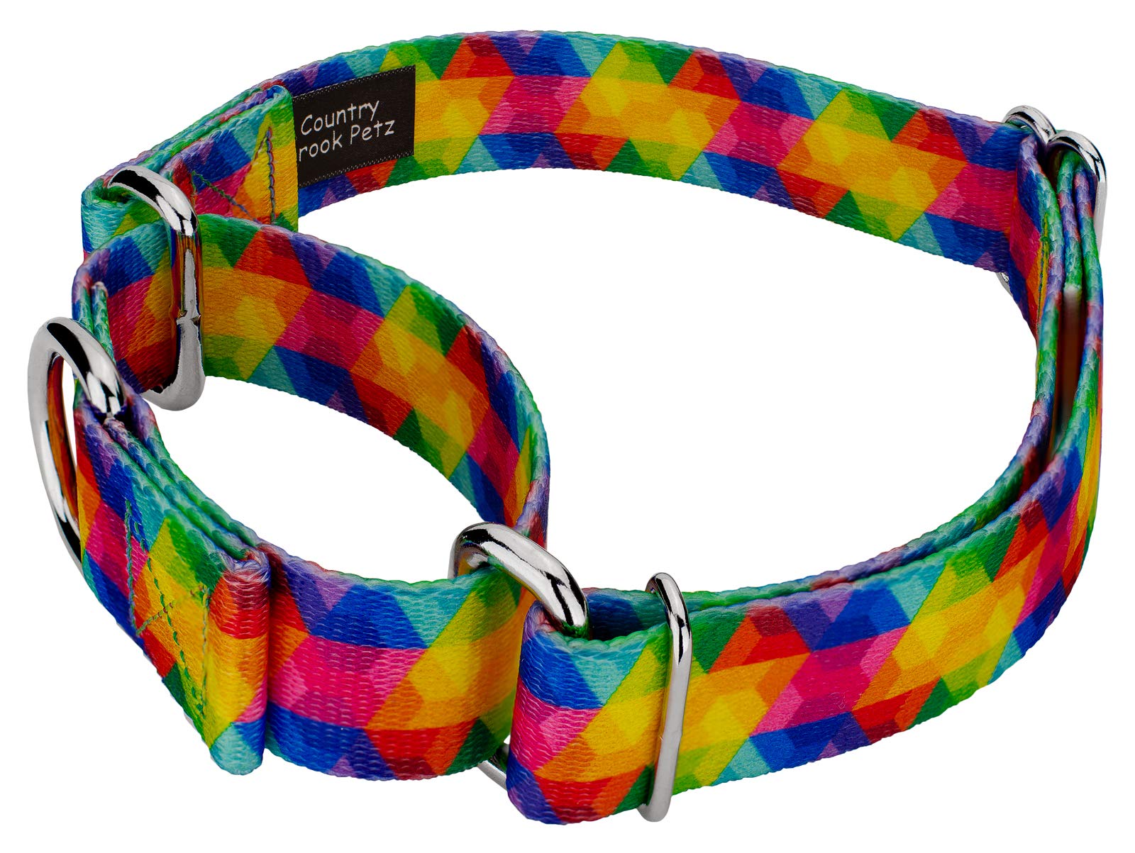 Country Brook Petz - Kaleidoscope Martingale Dog Collar - Groovy Collection Featuring Far Out Designs (5/8 Inch, Small)