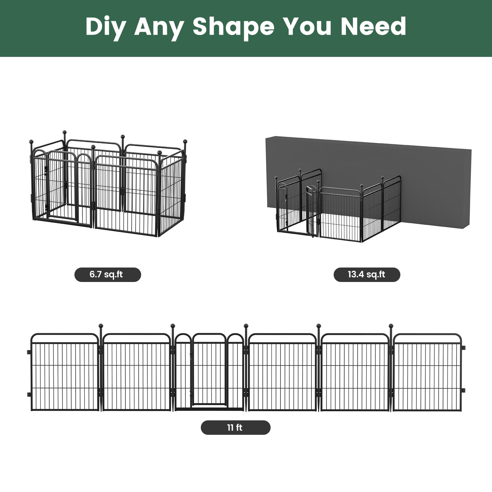 Gardner Pet Dog Playpens, 24'' H 6 Panels Dog Pen Outdoor/Indoor Dog Fence Exercise Pen For Small/Medium Dogs, Foldable Pet Play