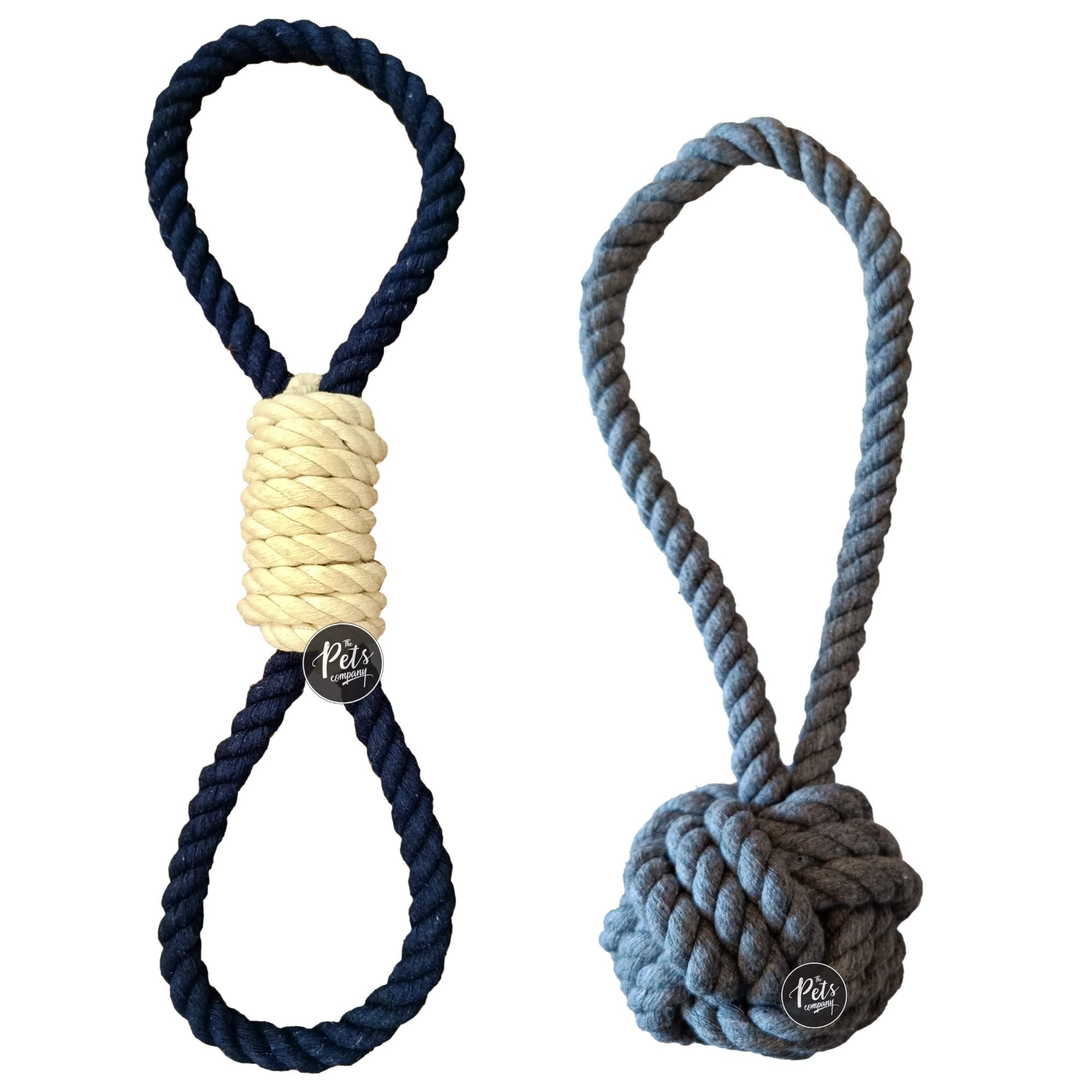 The Pets Company Dog Rope Toy For Aggressive Chewers, Dental Cleaning (Natural Loop Tug + Ball Tug) Dog Toy Combo Of 2 For Large
