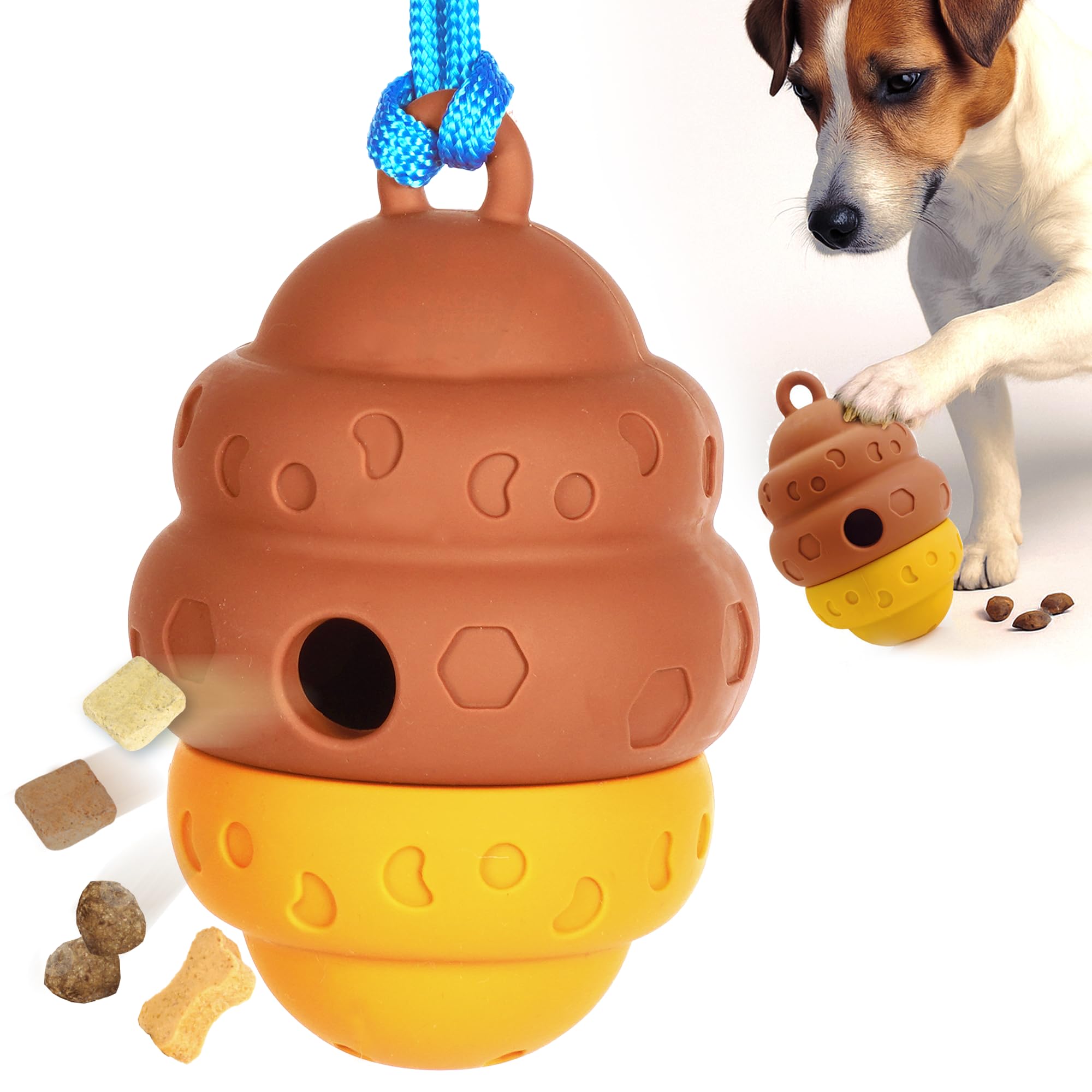 Race&Herd Dog Puzzle Toy, Dog Treat Toy for Enrichment, Treat Dispensing Toys for Mental Stimulation, Feeder Topple Toy, Food Pu