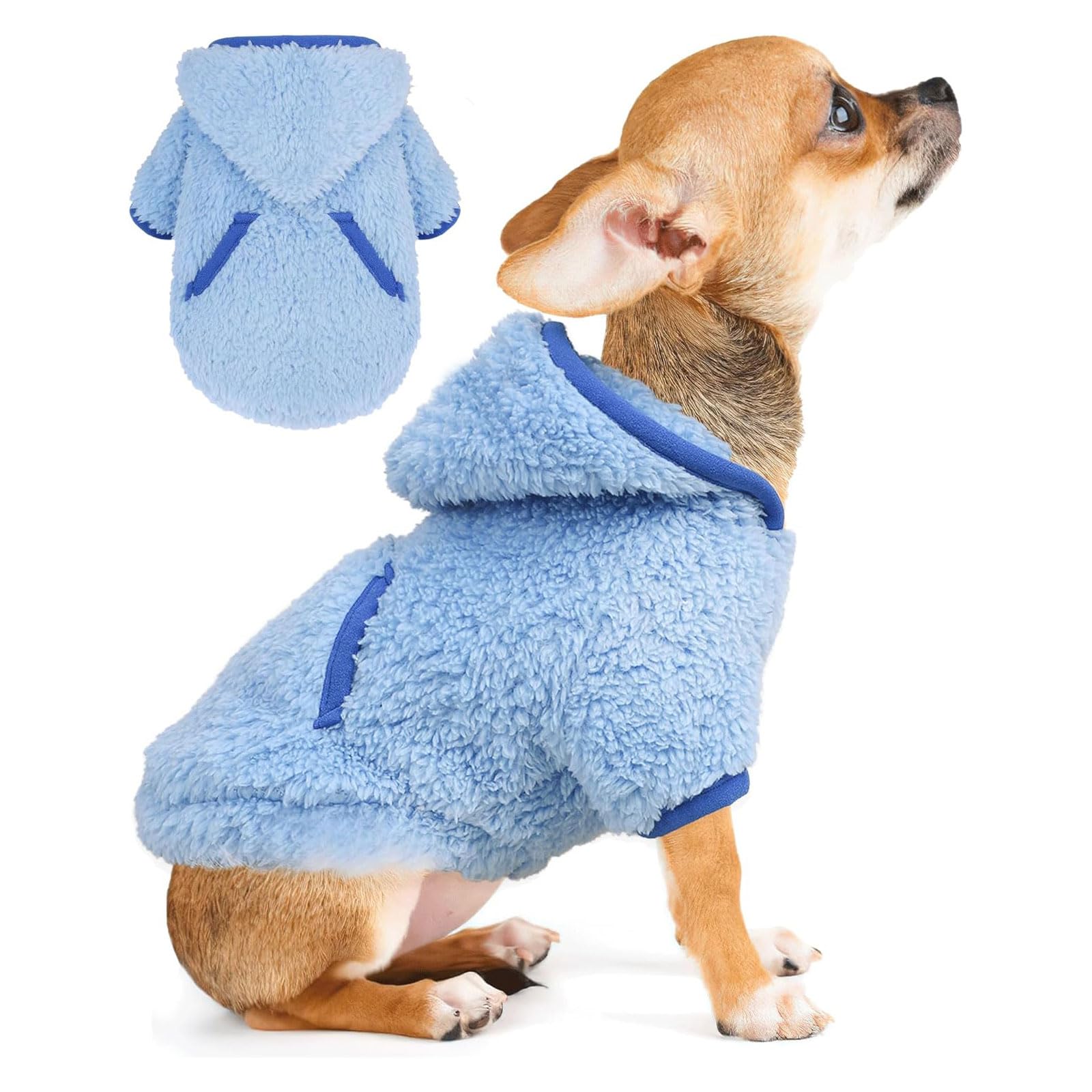 Small Dog Sweater Fleece Dog Hoodie Small Dogs Girl Boy Winter Warm Puppy Clothes Chihuahua Teacup Yorkie Soft Stretchy Tiny Out