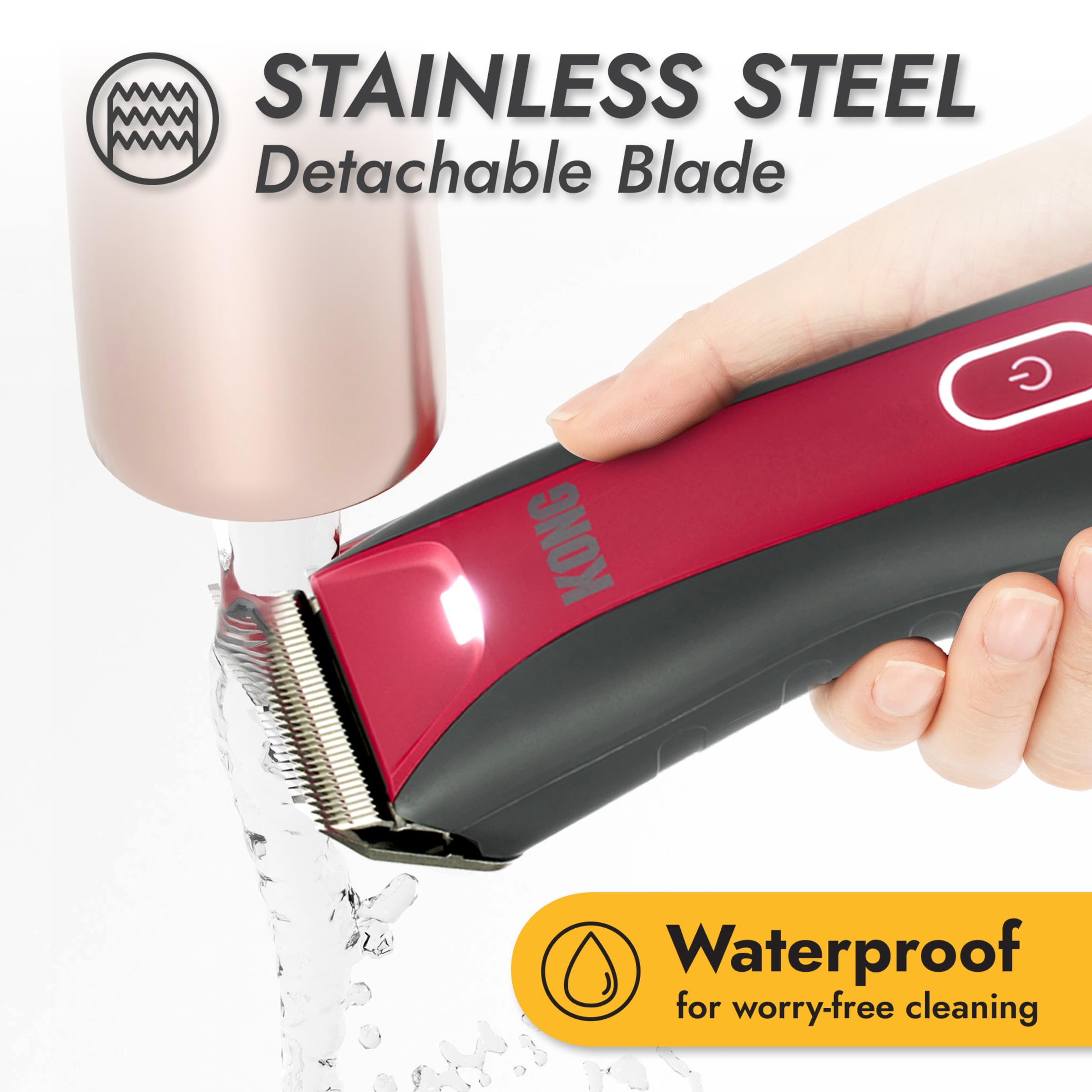 Kong 3-Speed Cordless-Corded Dog Clipper Kit - Stainless Steel Blade, Waterproof, LED Spotlight, Use-While-Charging, 6 Guide Com