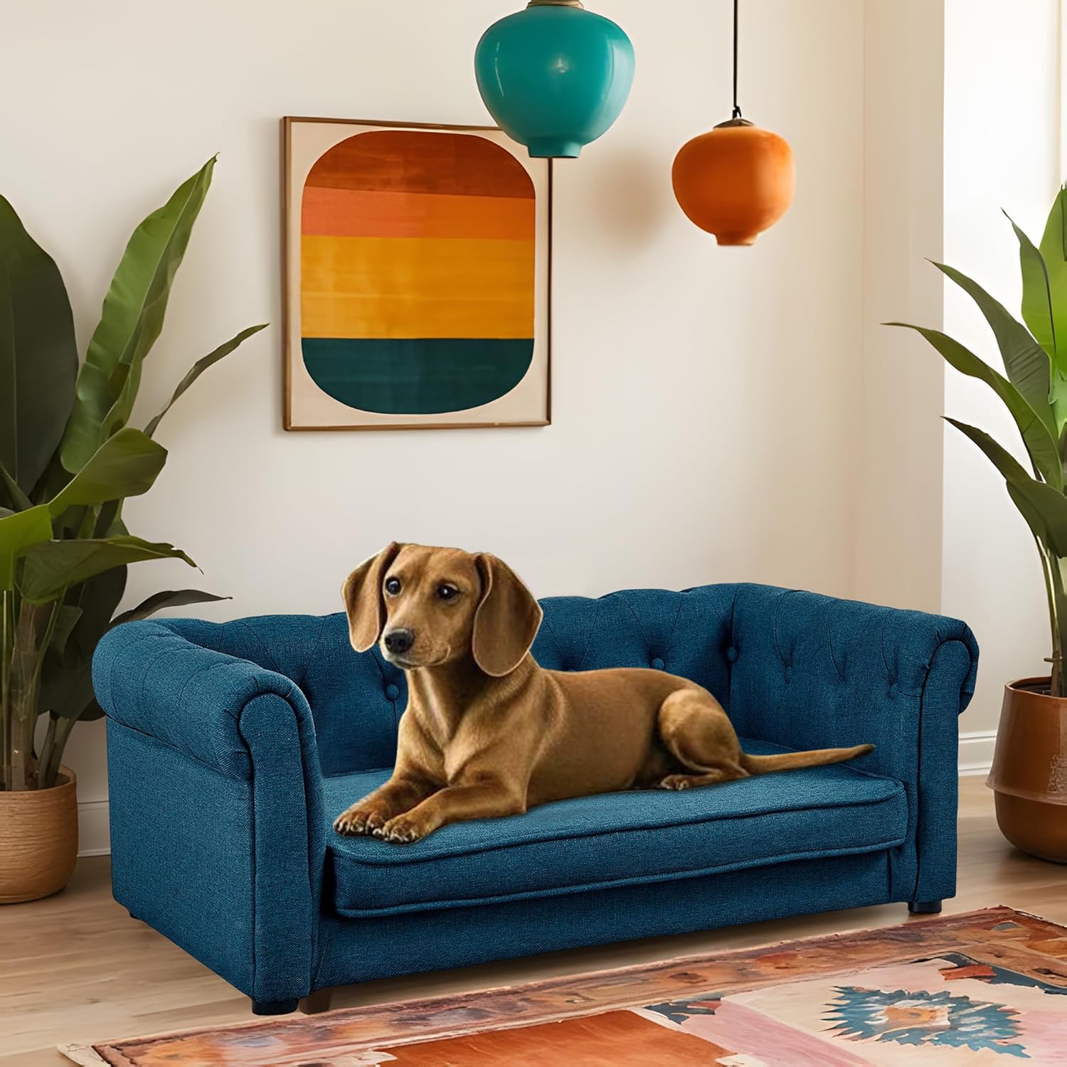 Wcfi 39 Dog Couch Bed With Legs, Durable Elevated Pet Couch With 29 W Memory Foam, Dry Cleanable Fabric, Dog Sofa Bed For La