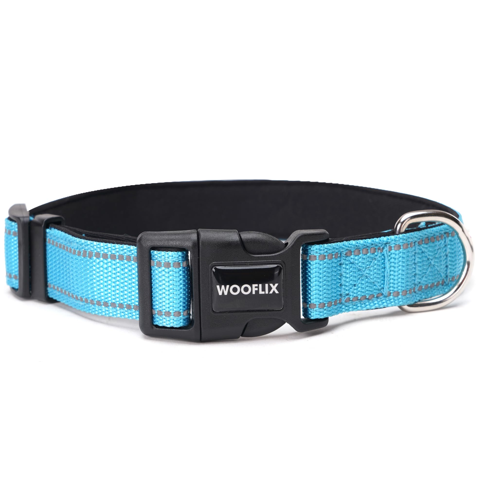 Wooflix Reflective Dog Collar For Training And Walks | Adjustable Nylon Training Collar With Tactical Buckle And DRing For Medi