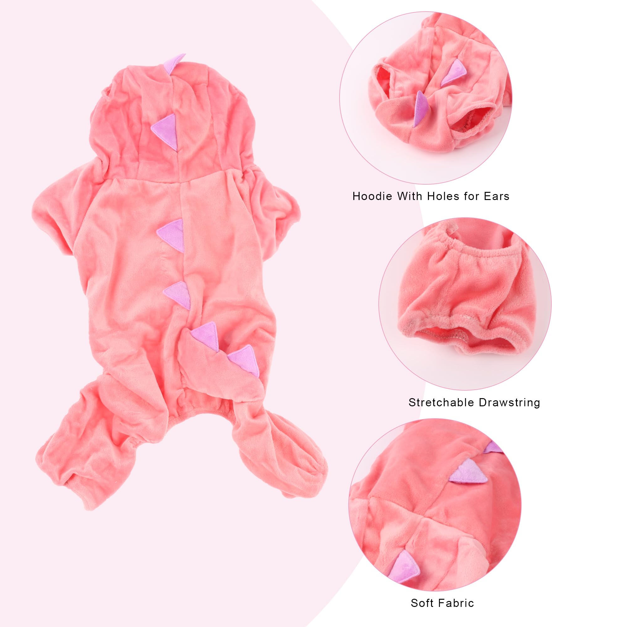 Delifur Dinosaur Dog Halloween Costume Pet Dino Hoodie For Large Dogs (3Xl, Pink)