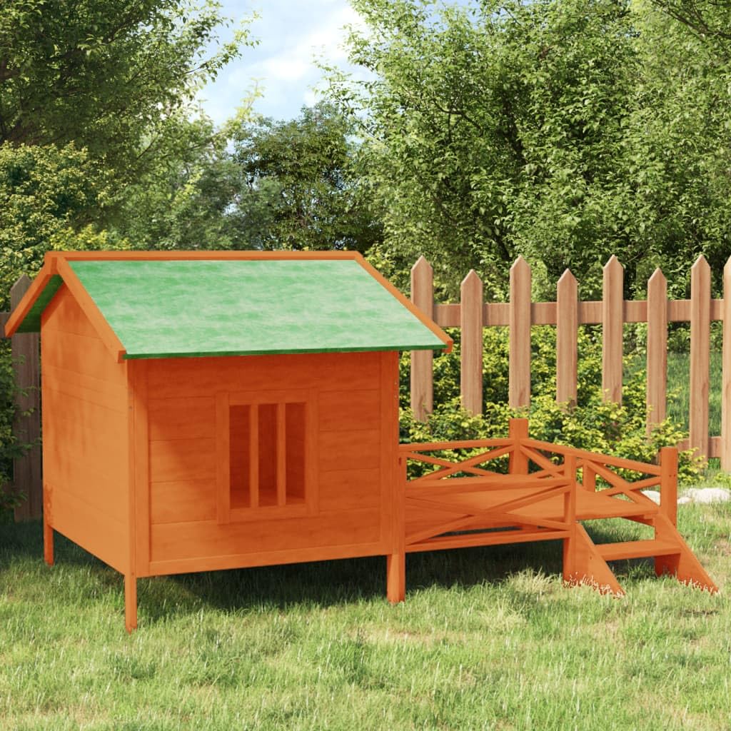 vidaXL Dog Kennel Brown 62.6x47.2x34.8 Solid Wood Pine