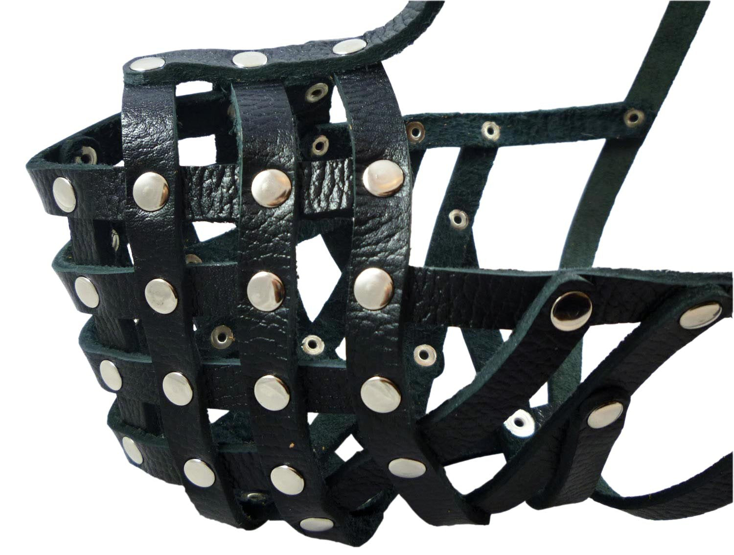 Secure Leather Mesh Basket Dog Muzzle #15 Black - Rottweiler (Circumference 13.5, Snout Length 4)