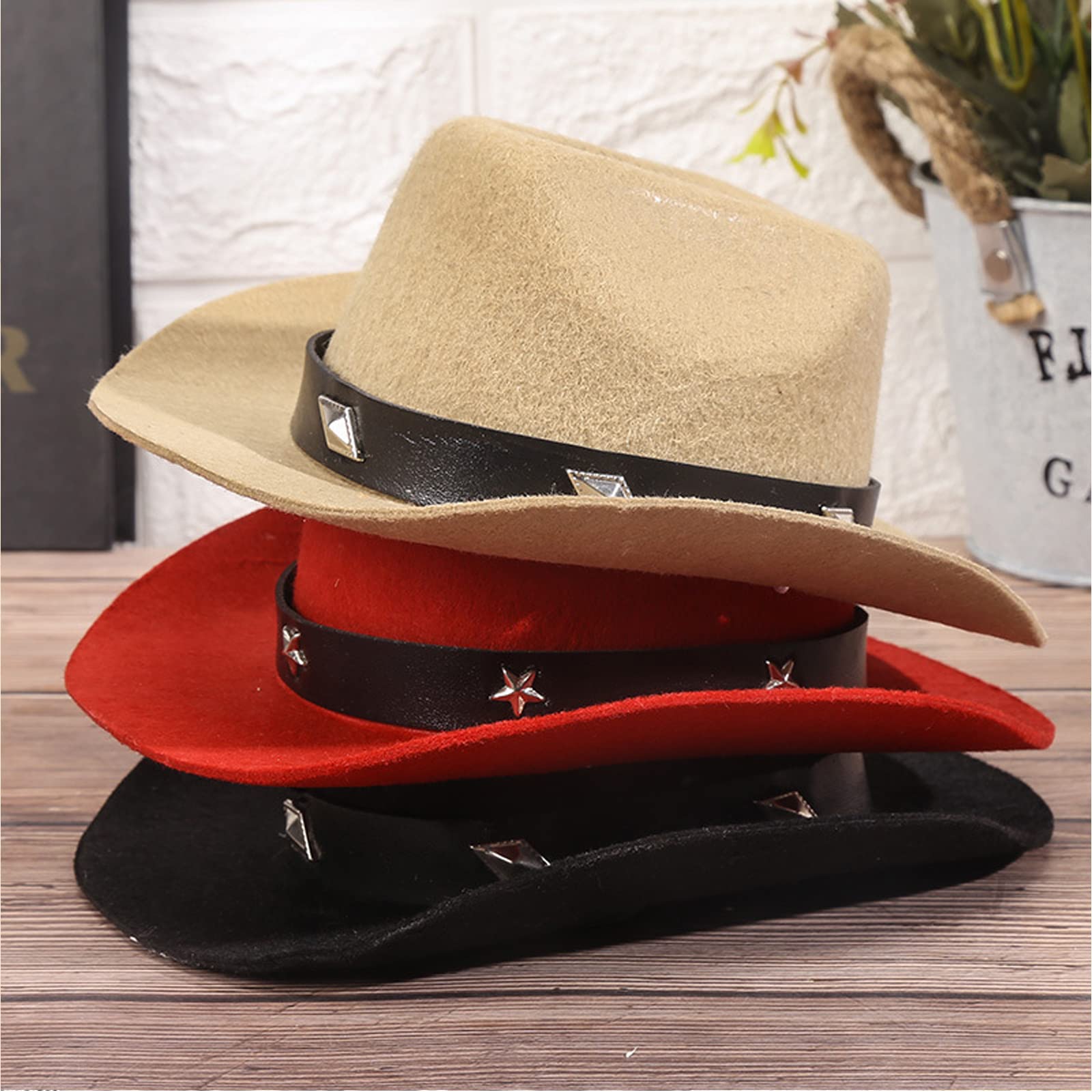 Awocan Dog Cowboy Hat And Bandana Scarf Dog Cat Sombrero Puppy Hat Dog Cat Costume Cosplay Cap Puppy Pet Dog Cat Holiday Pet Party Decoration (Khaki)