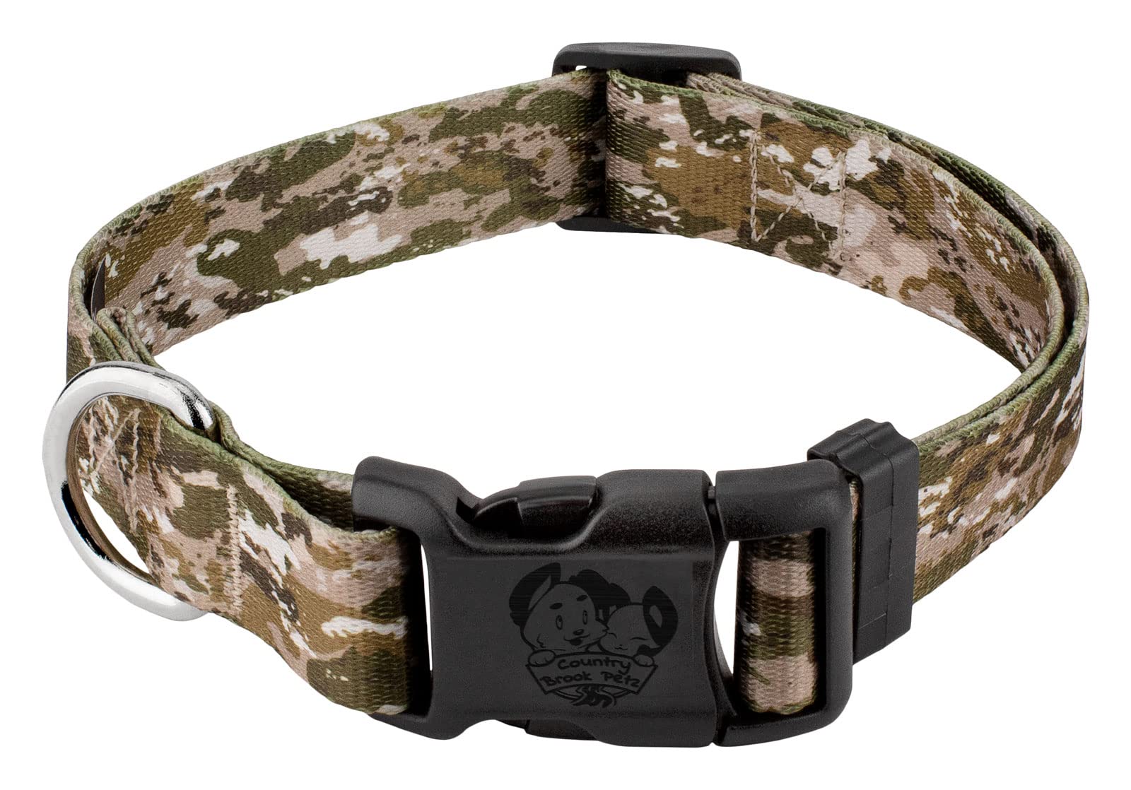 Country Brook Petz - Deluxe Desert Viper Camo Dog Collar - Made In The U.S.A. - Camouflage Collection With 17 Rugged Designs (1 Inch, Medium)