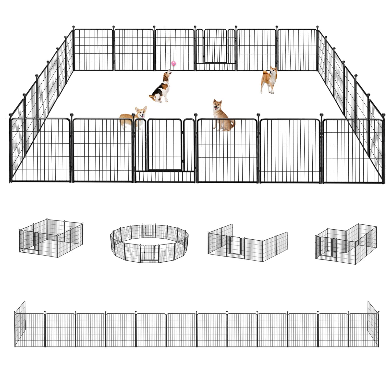 Jhsomdr Dog Playpen 32 Inch 24 Panels Indoor Outdoor Dog Pen For Medium/Small Dogs Heavy Duty Metal Dog Fence Outdoor For Yard, 