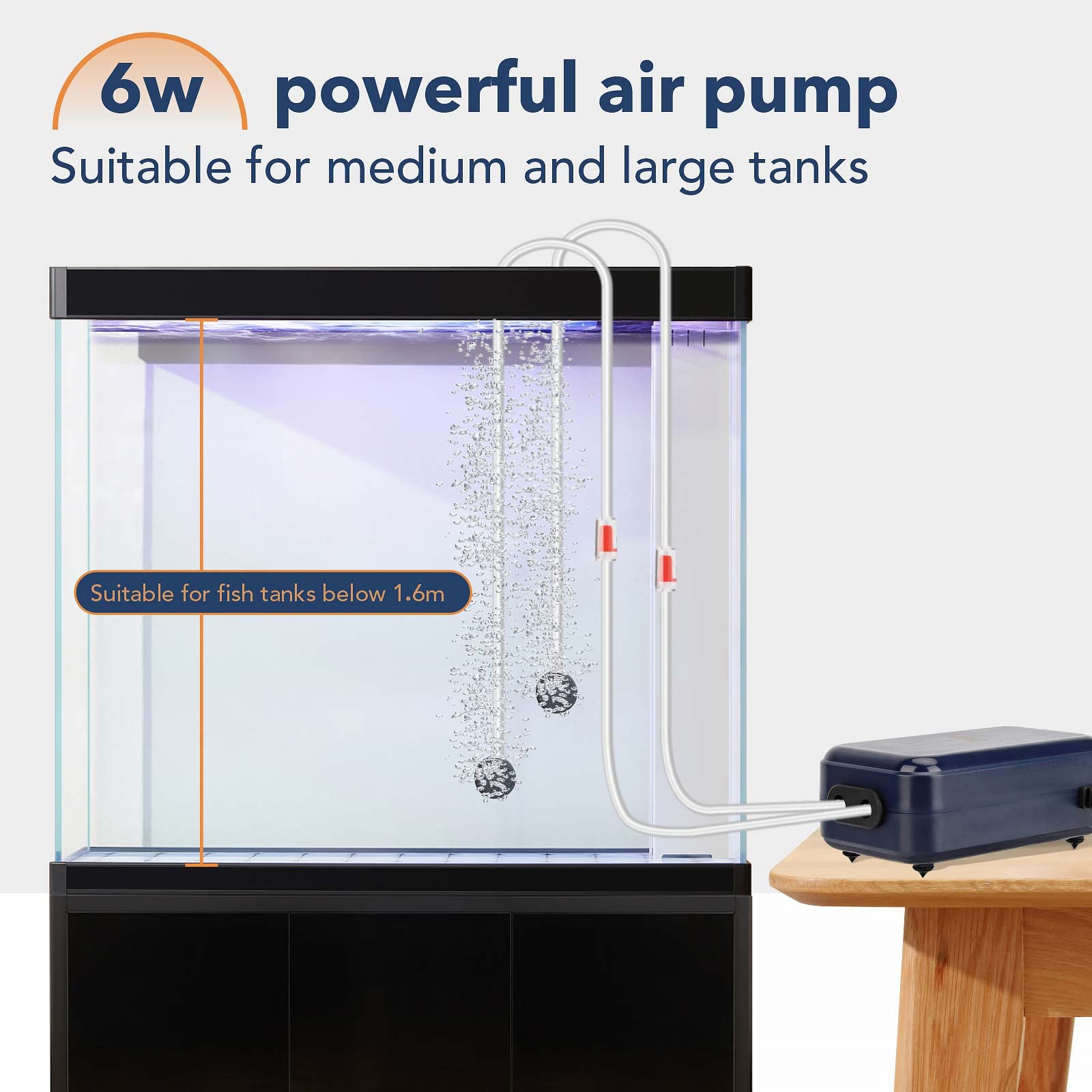 Hygger Aquarium Air Pump, Adjustable Oxygen Pump, Silent Powerful Aerator Pump 2W/3W/4.5W/6W/ 2 Air Outlets Ultra For Up To 100