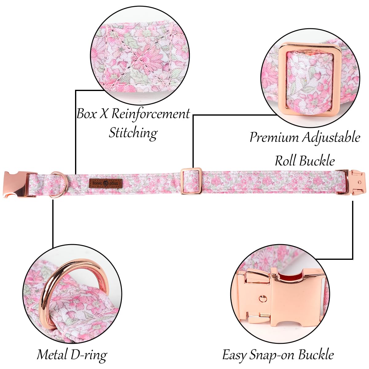 Lionet Paws Design Dogs Collar Cute Flower Sailor Bow Dog Collars For Girl Female Medium Large Dogs With Spring Floral L