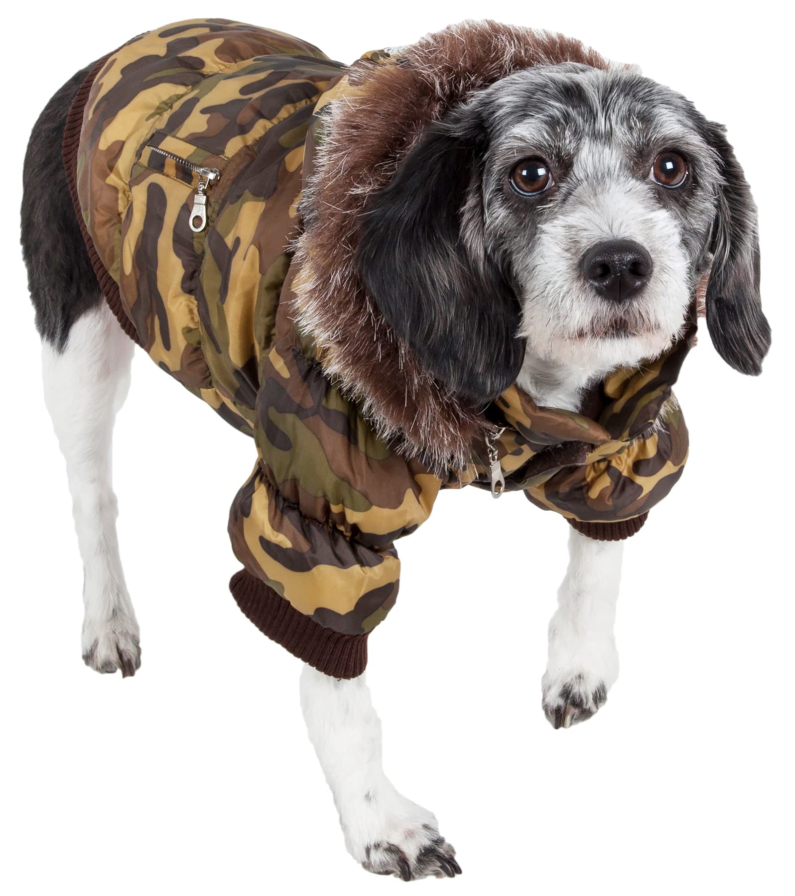 Pet Life Metallic Ski Parka Dog Coat, Camouflage, Large