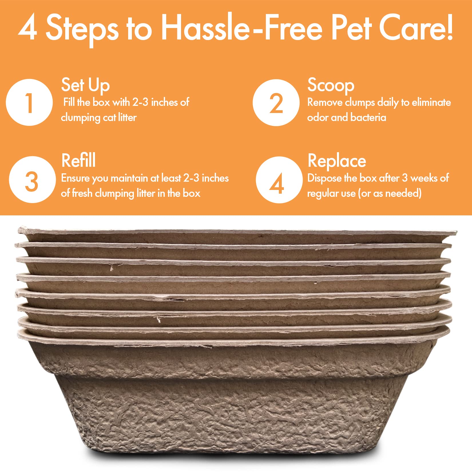 Animaru Disposable Litter Boxes - Large 8-Pack, Brown, Paper, Model ANI-DCLB-1