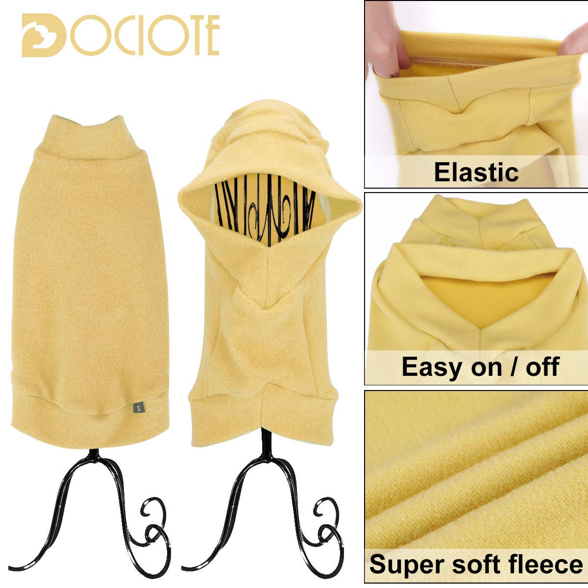 Small Dogs Fleece Dog Sweatshirt - Cold Weather Hoodies Spring Soft Vest Thickening Warm Cat Sweater Puppy Clothes Sweater Winter Sweatshirt Pet Pajamas For Small Dog Cat Puppy (Small, Yellow)