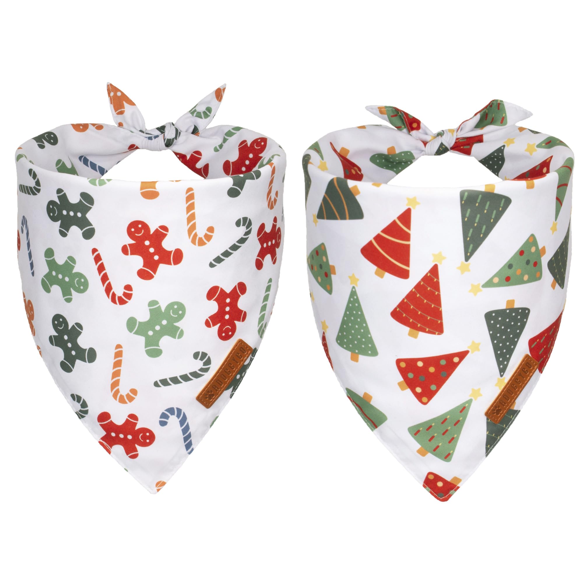 Adoggygo Christmas Dog Bandanas, Xmas Tree Candy Scarf, Premium Durable Fabric, White Christmas Bandanas For Small Dogs Pets (Sm