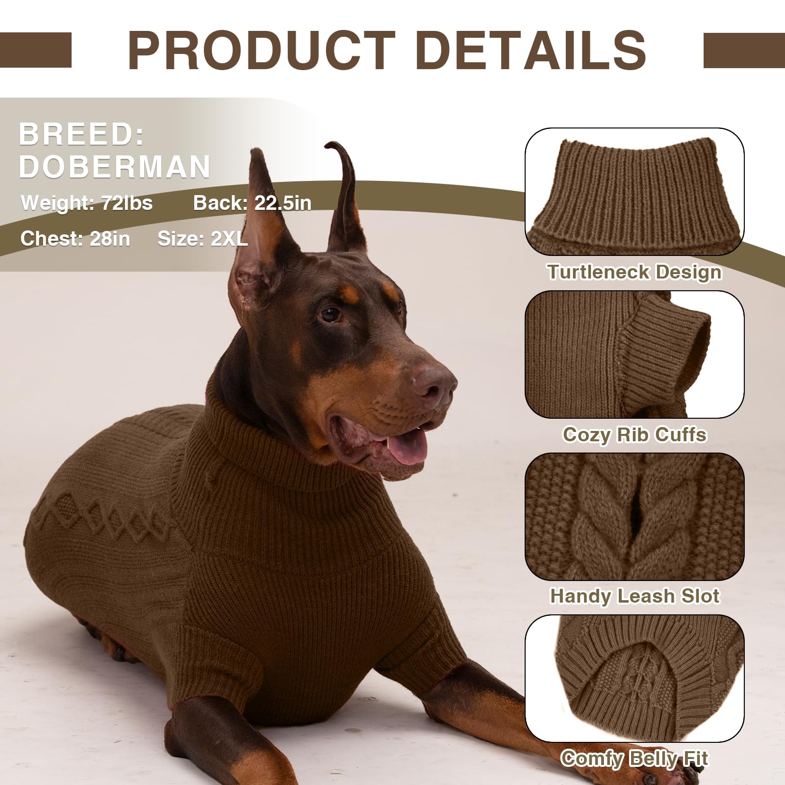 Dog Sweater Medium Size Dog, Knit Dog Sweater For Christmas, Thermal Knitted Dog Fall Clothes, Thanksgiving Dog Costumes, Soft D