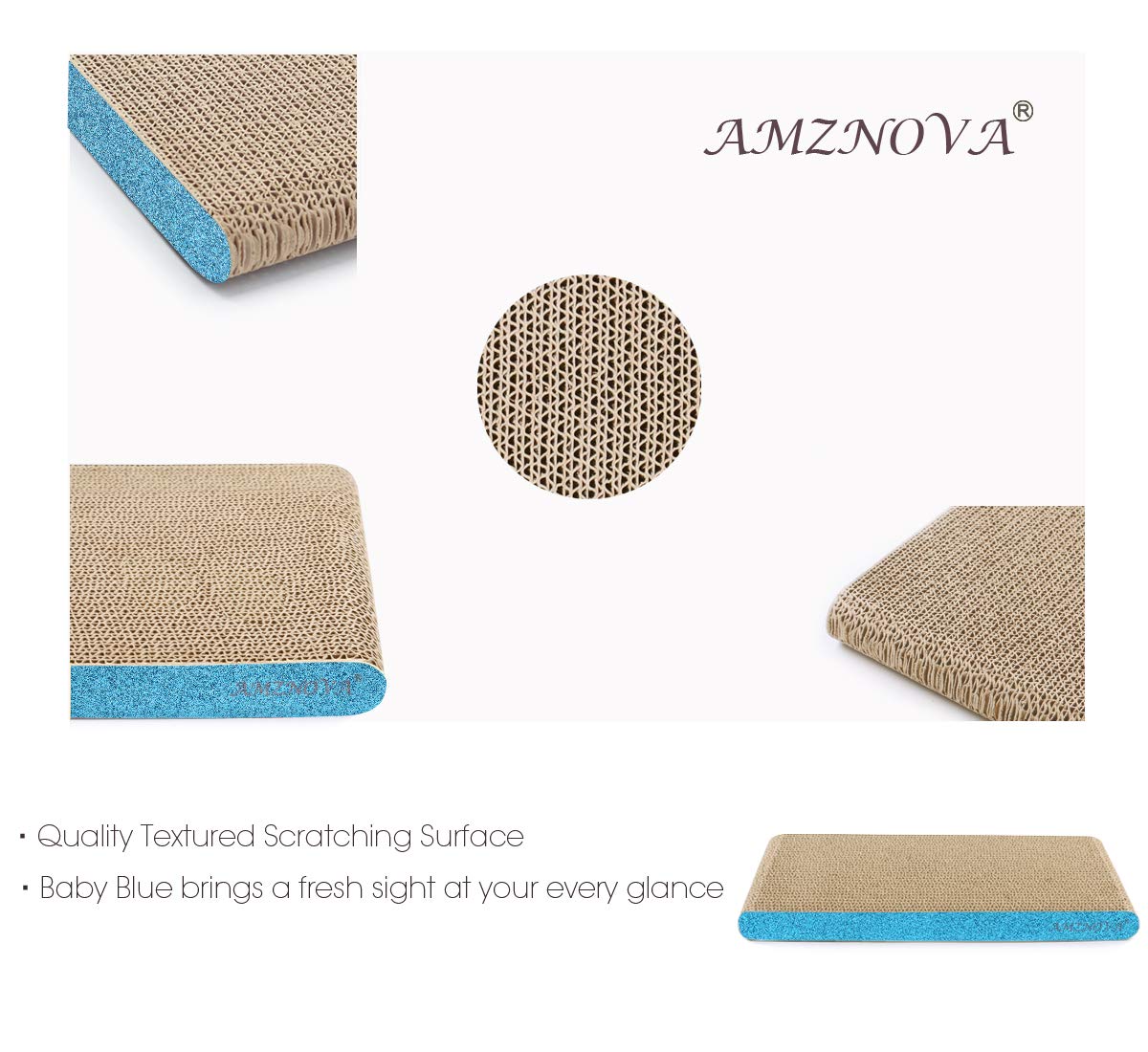 Amznova Cat Scratcher, Cardboard Cat Scratchers, Durable & Recyclable Scratch Pad, Colors Series, Narrow, Glitter Blue