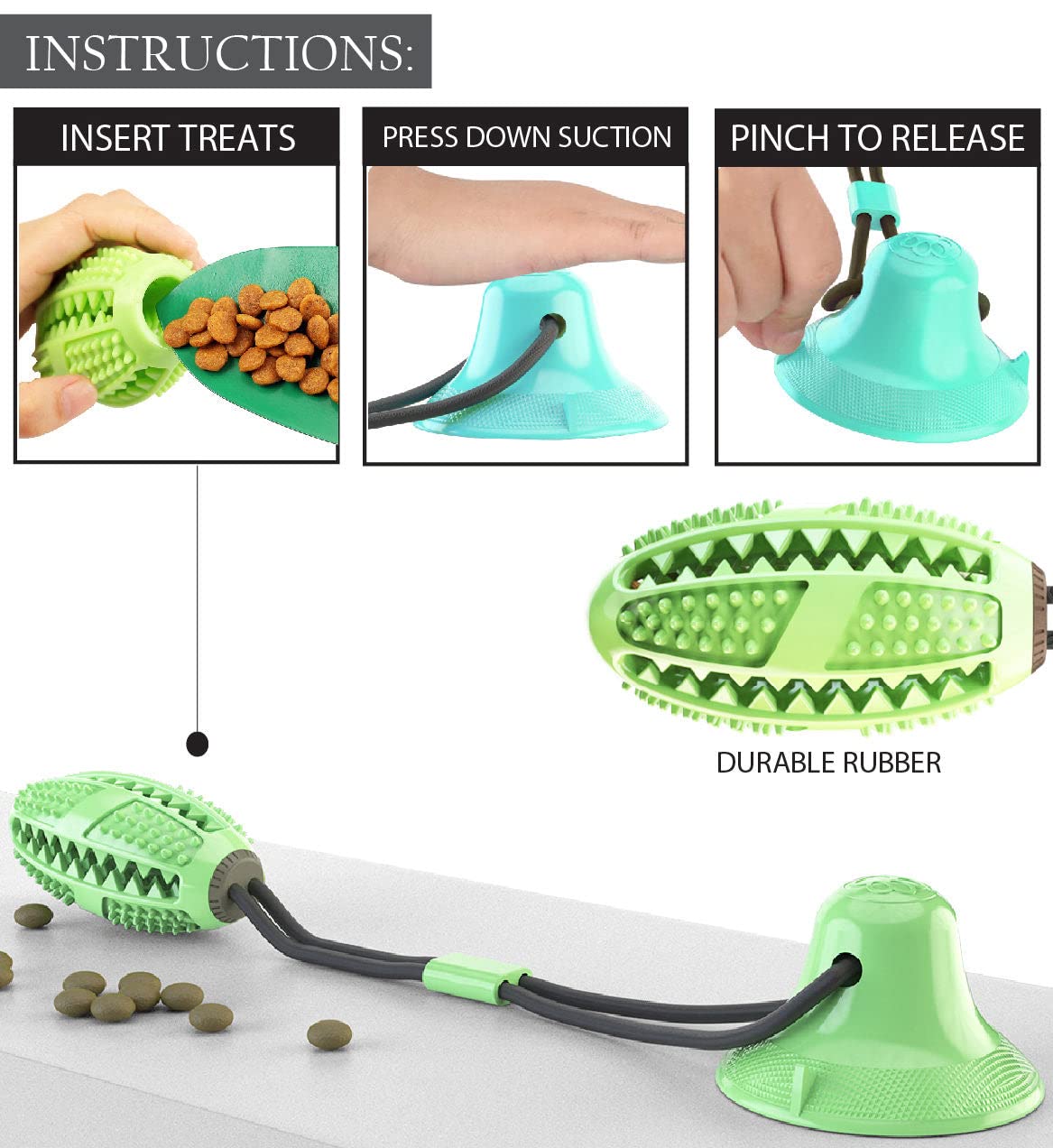 Pet Life  'Grip N' Play' Treat Dispensing Football Shaped Suction Cup Dog Toy