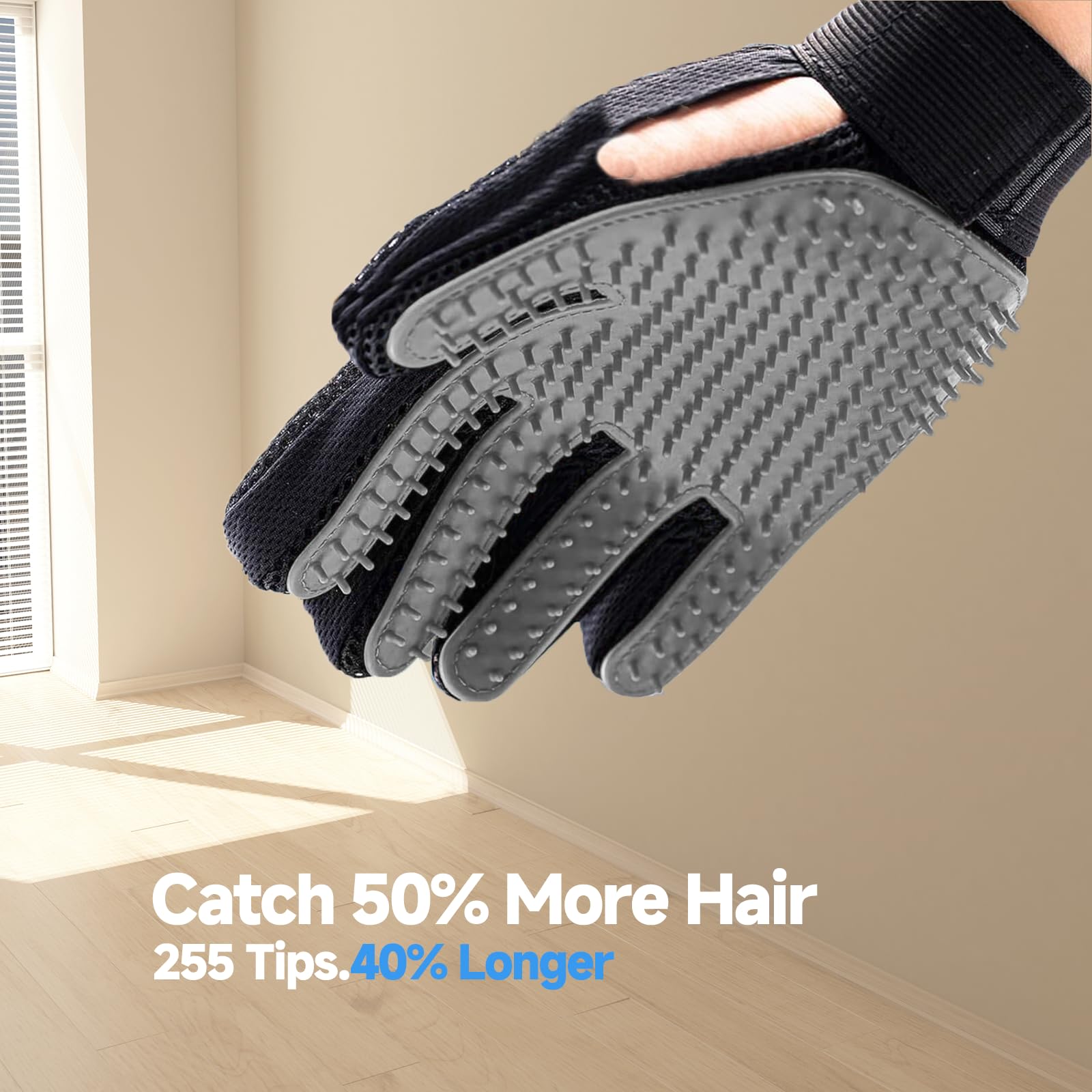 NVNAN Pet Hair Removal Glove for Dogs & Cats, 2-Pack 2-in-1 Deshedding Brush & Massage Mitt - Grooming Gloves for Shedding Contr