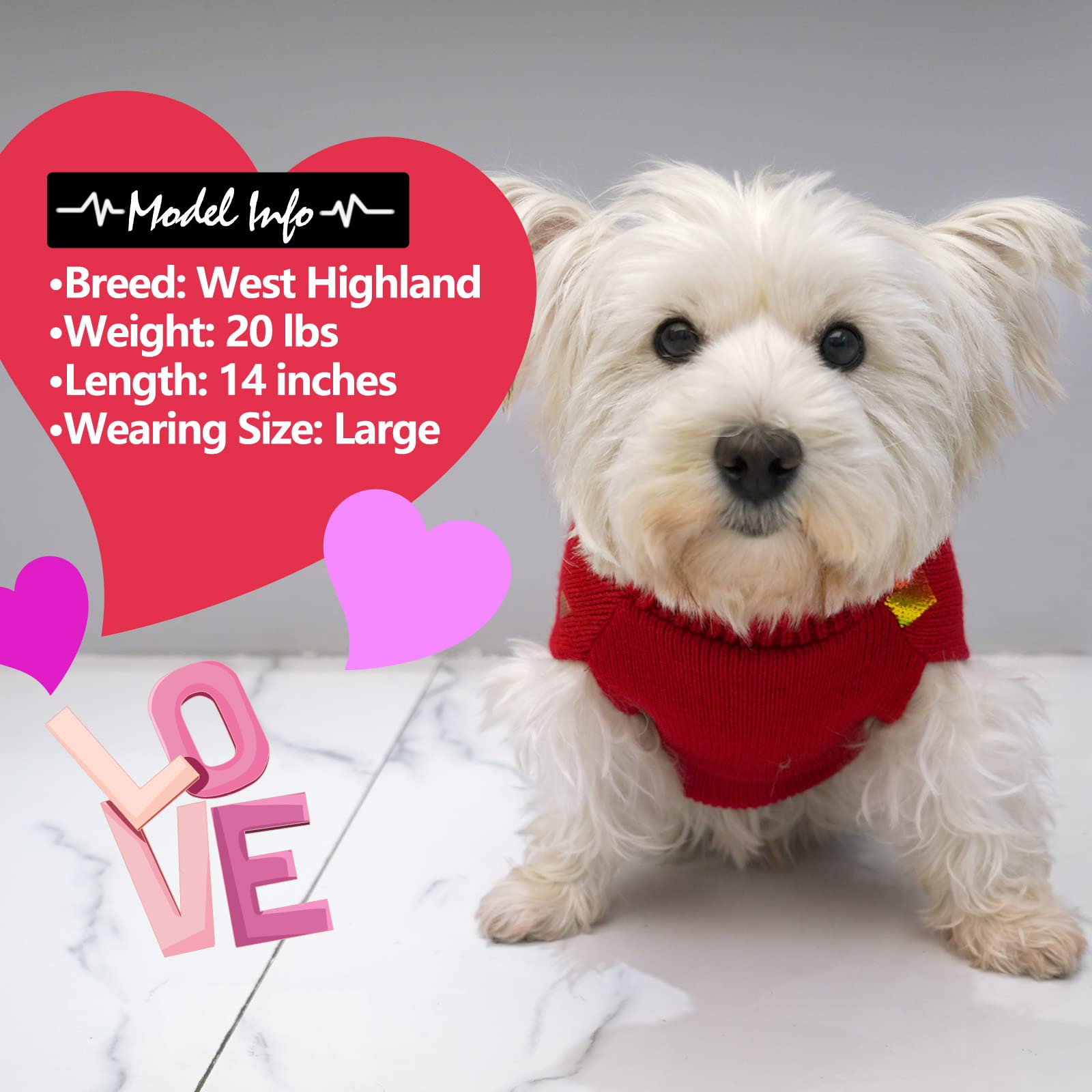 Kyeese Dog Sweaters For Large Dogs Colorful Radiant Printing Love Design With Leash Hole Pet Sweater Pet Clothes,Xxl