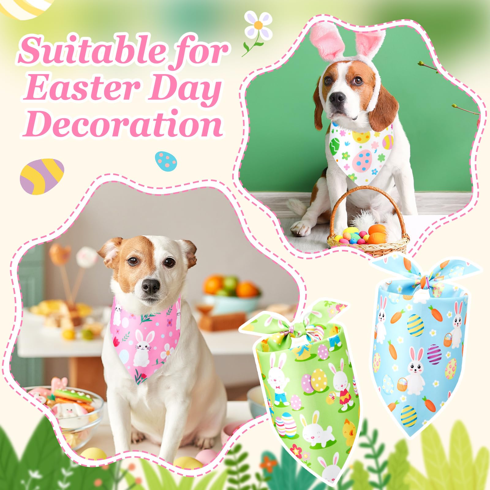 Jeere 100 Pieces Easter Dog Bandanas Bulk Holiday Bandanas For Pet Triangle Scarf Puppy Dog Kerchief Bibs For Small Medium Pet F
