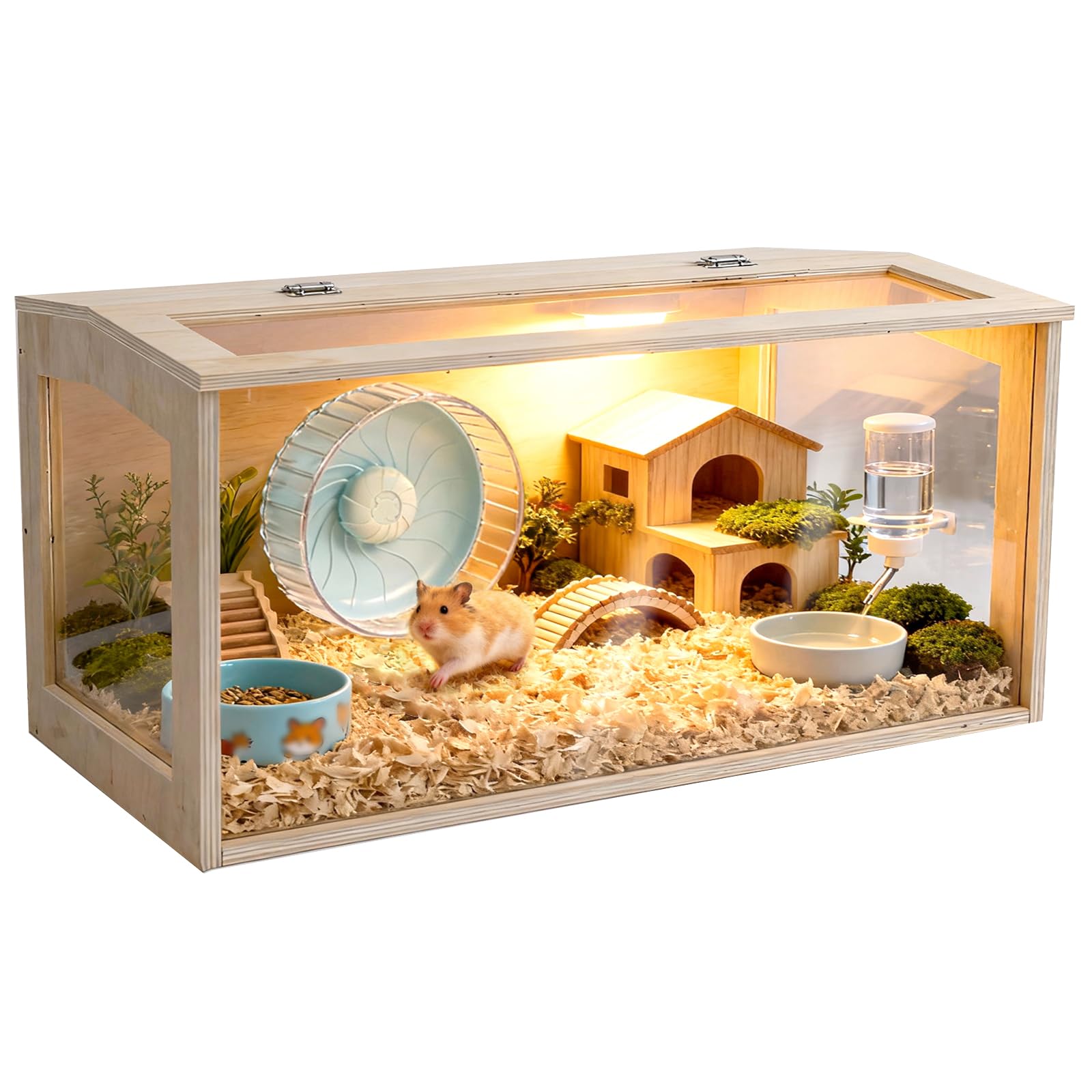 Large Hamster Cage - Chewproof, Deep Bedding & Easy-Open Top, Transparent Acrylic Panels, Solid Construction for Hamsters, Gerbi