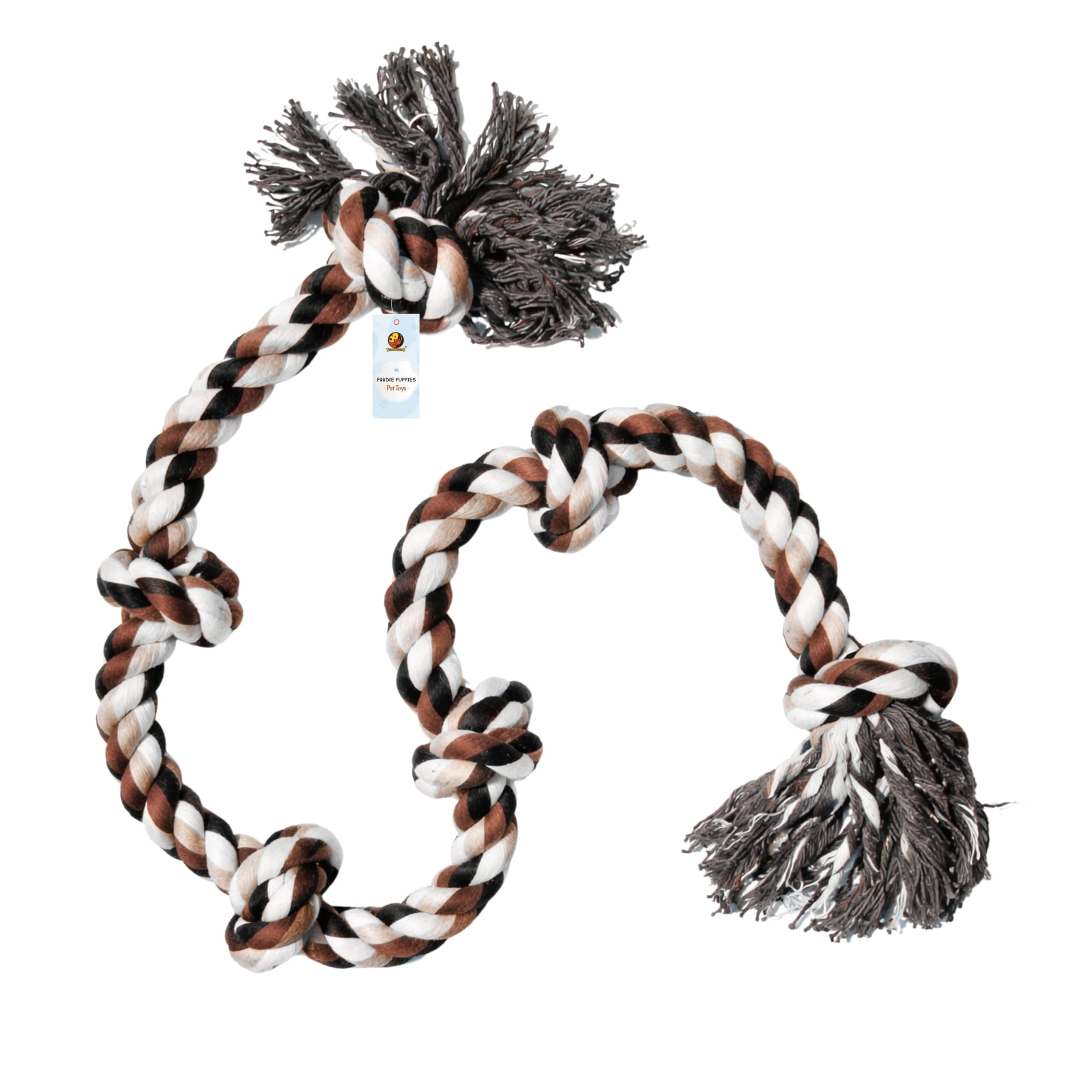 Foodie Puppies Cotton Rope Chew Dog Toy  6 Knot For Aggressive Chewers | Natural Cotton, Extra Durable, Long And Thick Heavy Du