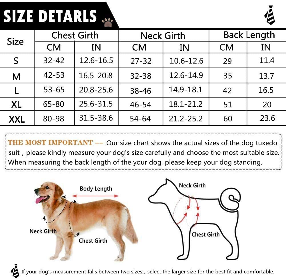 Qbleev Dog Tuxedo For Large Dogs, Dog Suit And Bandana Set, Dog Wedding Outfit With Bow Tie, Formal Dog Tux Dog Costume Halloween Dog Christmas Outfit For Birthday Party Cosplay, Stripe L