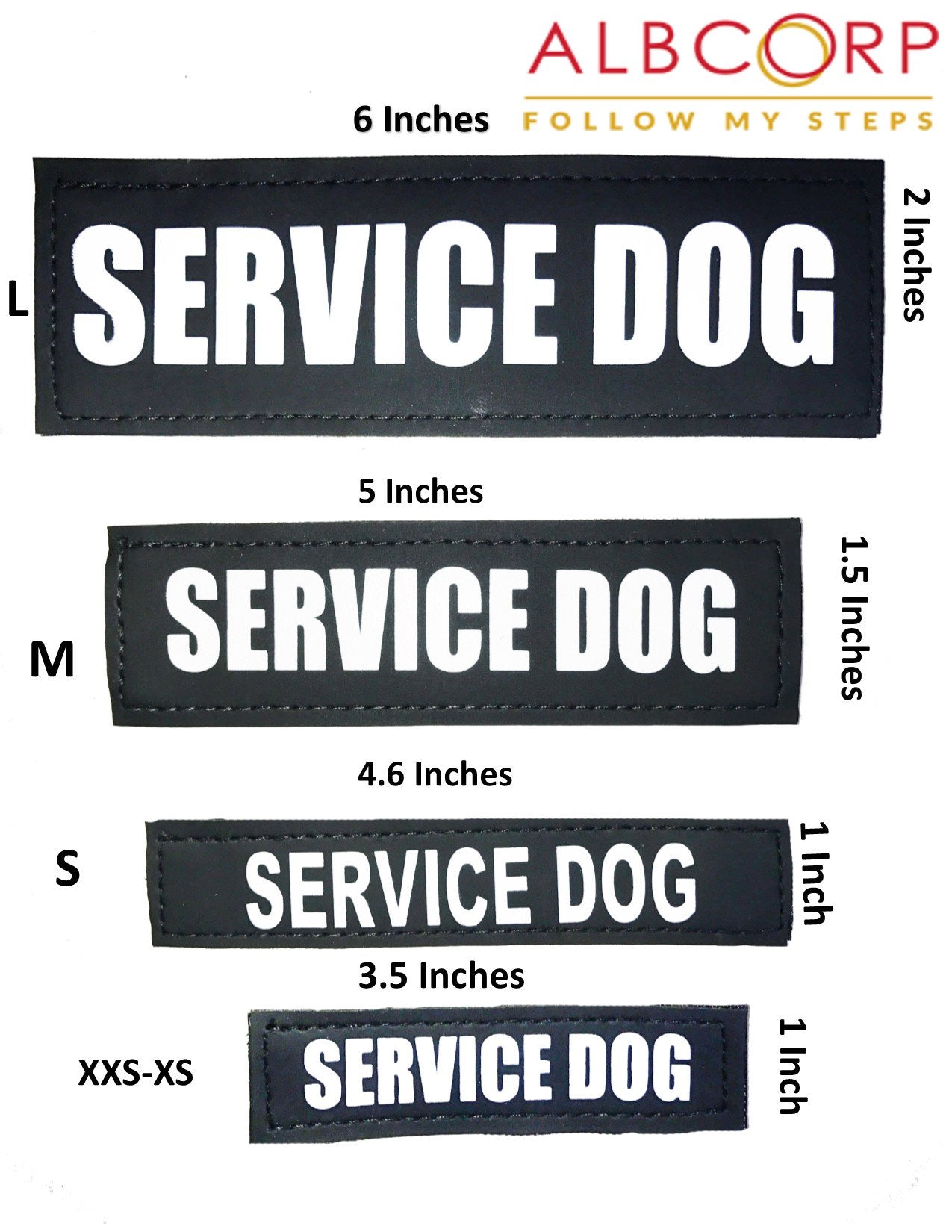 Albcorp Reflective Service Dog Patch With Hook Backing For Service Animal Vests/Harnesses Medium (5 X 1.5) Inch