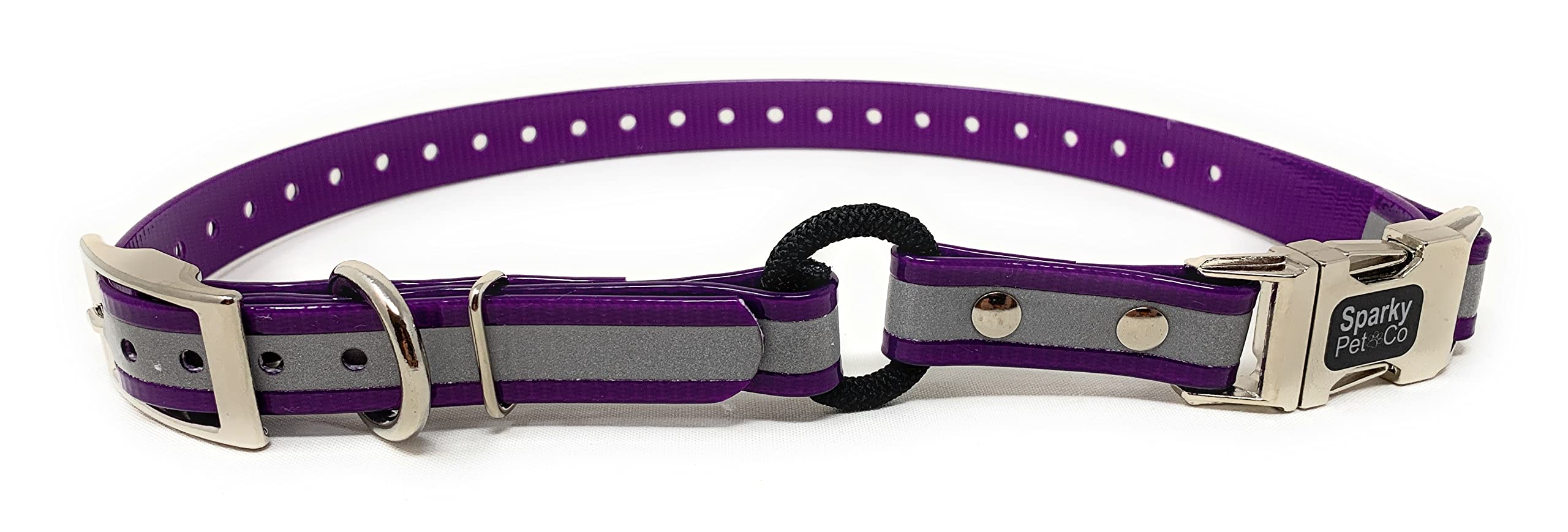 Sparky Pet Co - Zeus Ecollar Replacement Strap - Bungee Loop Dog Collar - Waterproof Biothane Adjustable - Double Buckle - Quick