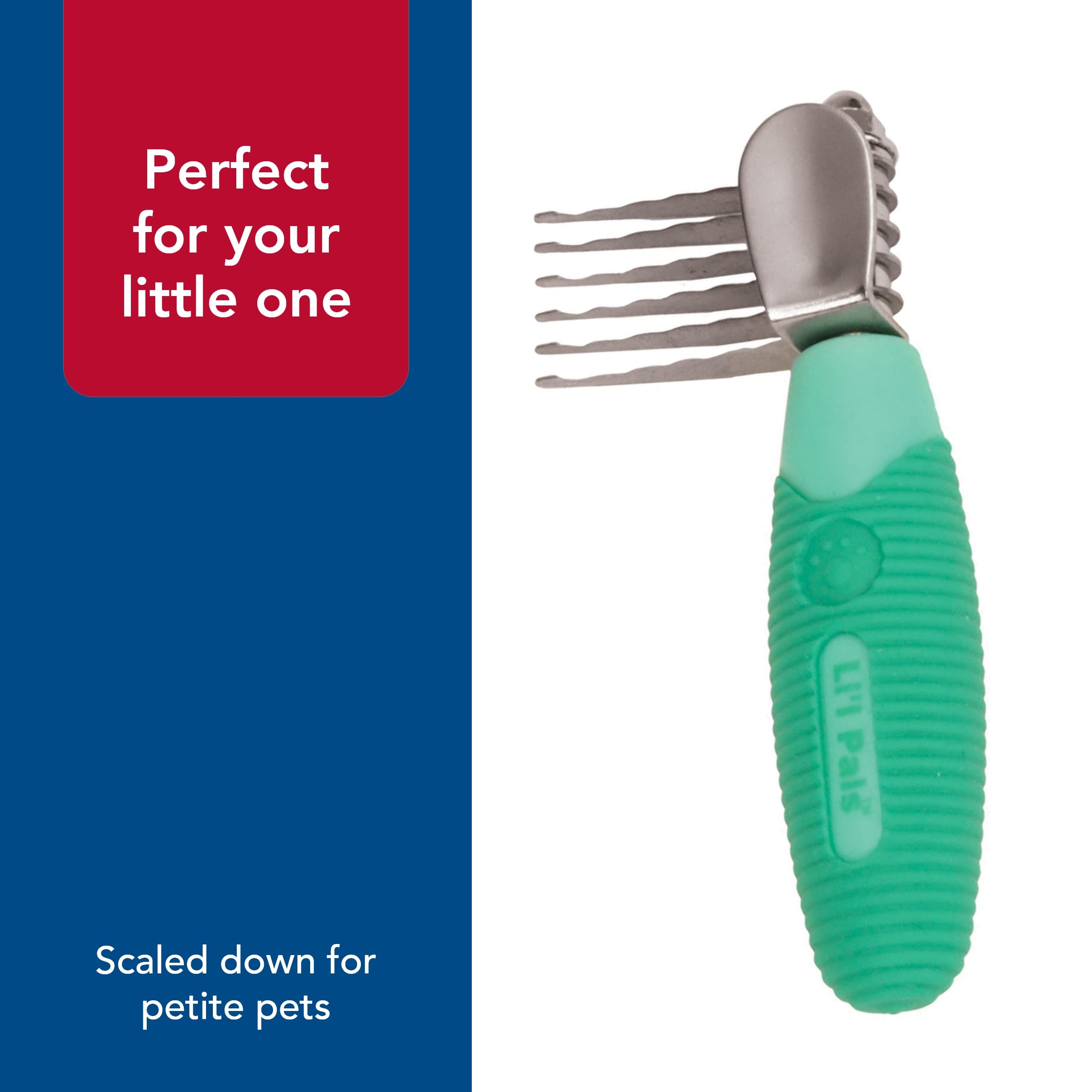 Coastal Pet Li'L Pals Stainless Steel De-Matting Comb - Easy-Grip Handle For Pet Grooming Small Dogs