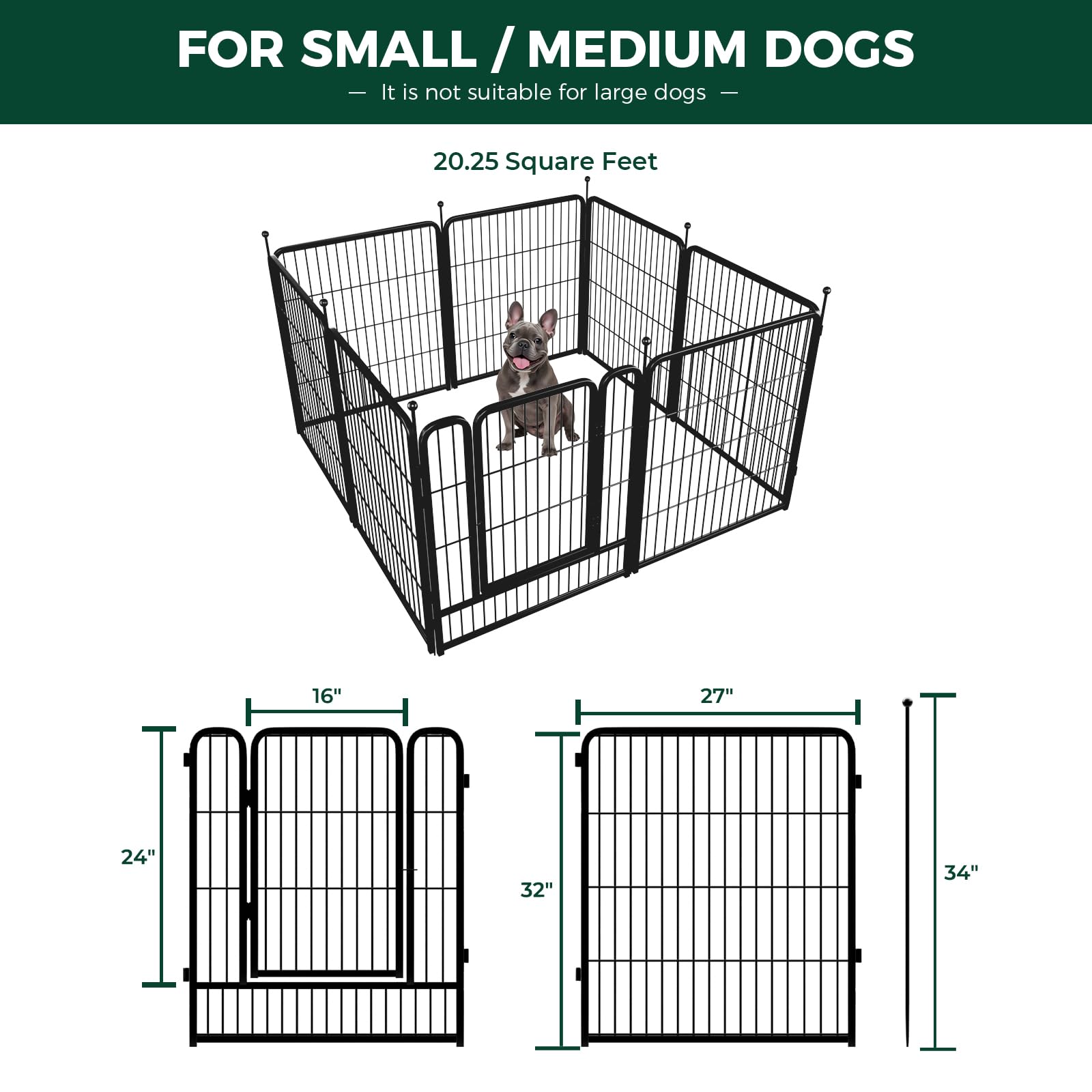 Fxw Rollick Dog Playpen For Indoor, Yard, Rv Camping│Patented, 32 Inch 8 Panels For Small And Medium Dogs